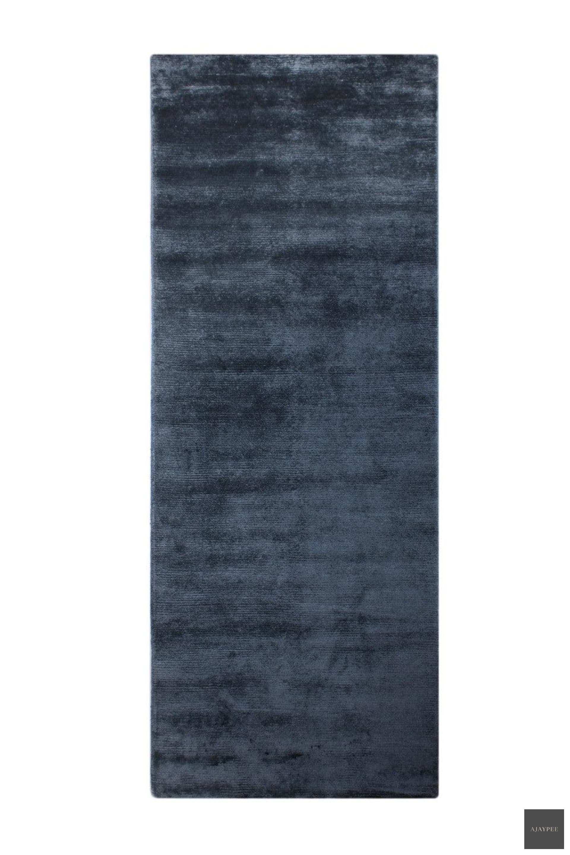 Viscose HandKnotted Carpet_ Parallel Wrap Prince Blue - Cotton - Hand Knotted - Ajaypee Carpets (Thumbnail 7)