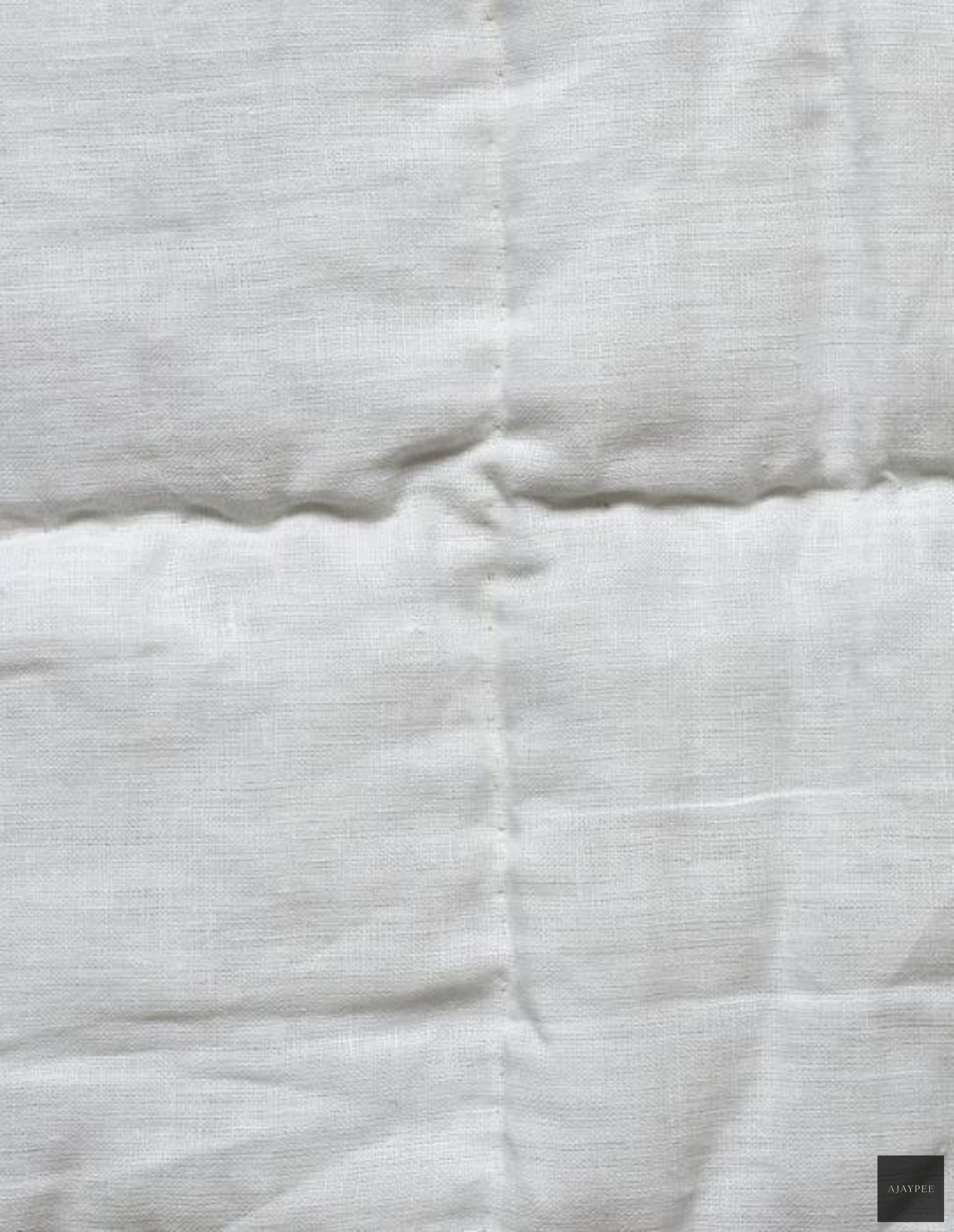 White Linen Bedspread - Cotton - Hand Woven - Ajaypee Carpets (Thumbnail 5)