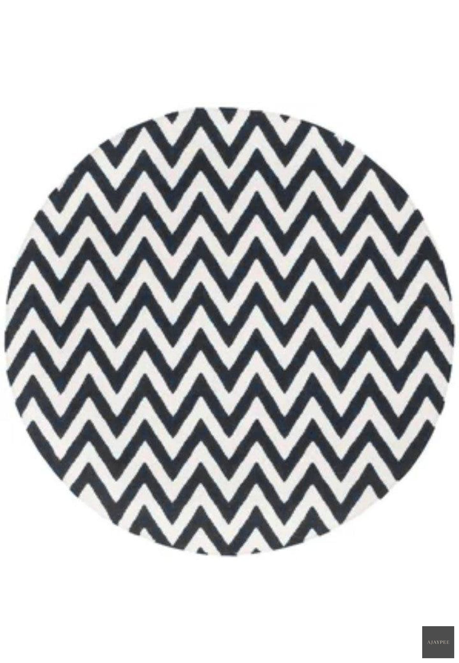 Wool Handwoven Dhurry_Round Chevron - Cotton - Hand Woven - Ajaypee Carpets