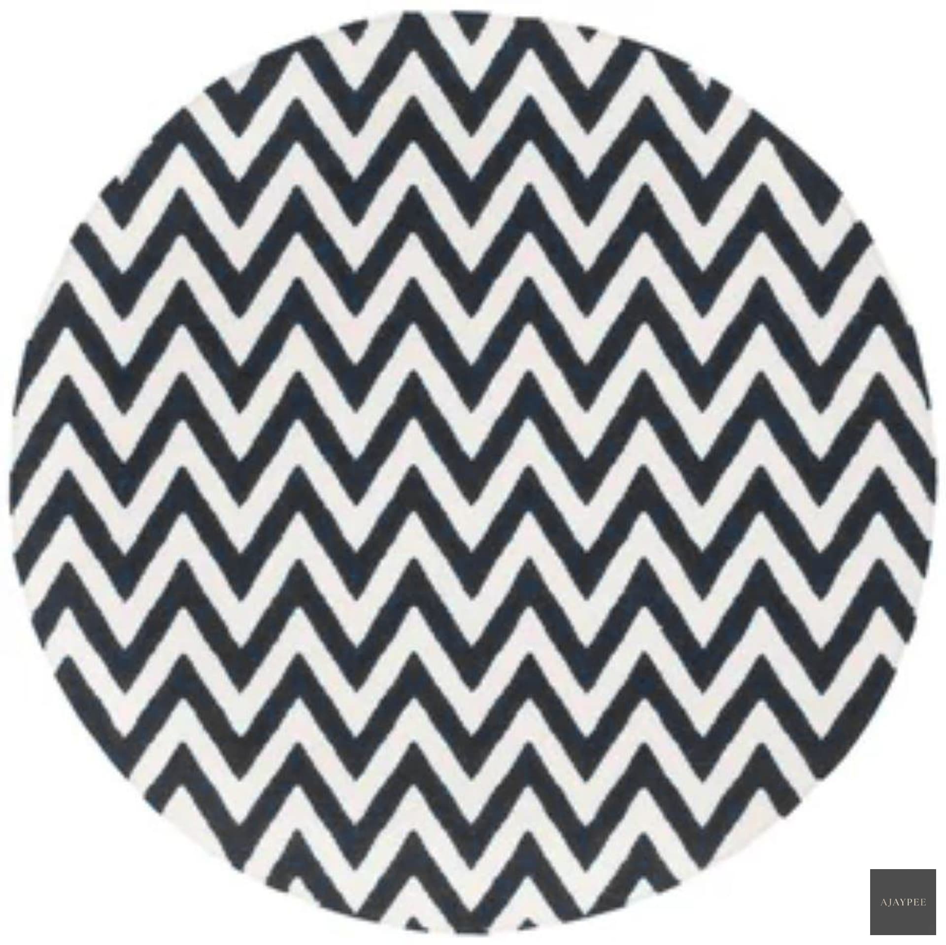 Wool Handwoven Dhurry_Round Chevron - Cotton - Hand Woven - Ajaypee Carpets (Thumbnail 3)