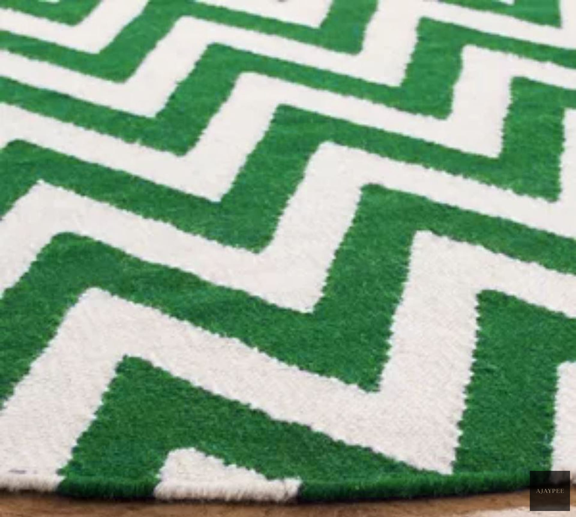 Wool Handwoven Dhurry_Round Chevron - Cotton - Hand Woven - Ajaypee Carpets (Thumbnail 7)