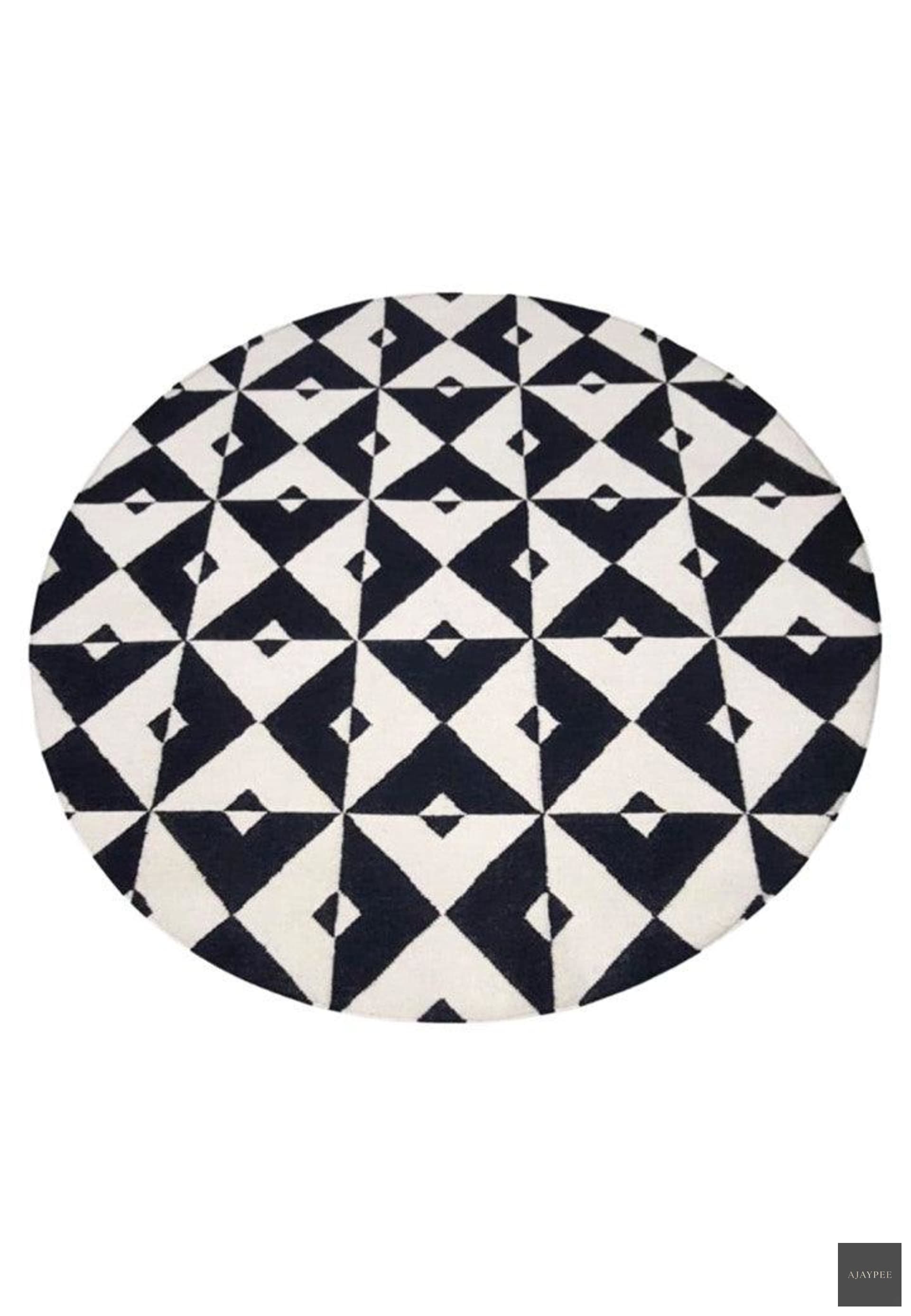 Wool Handwoven Dhurry_Round Star - Cotton - Hand Woven - Ajaypee Carpets