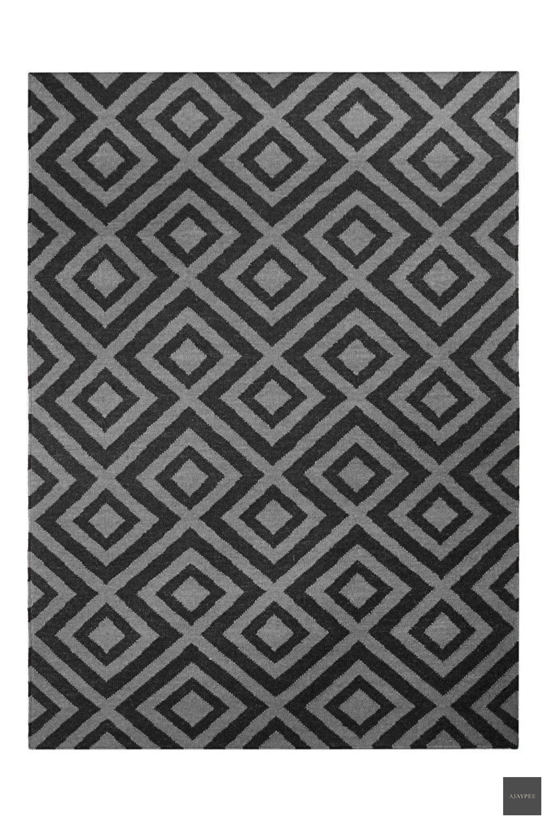 Wool HandWoven Dhurry_Strink Grey - Cotton - Flatweave - Ajaypee Carpets (Thumbnail 5)
