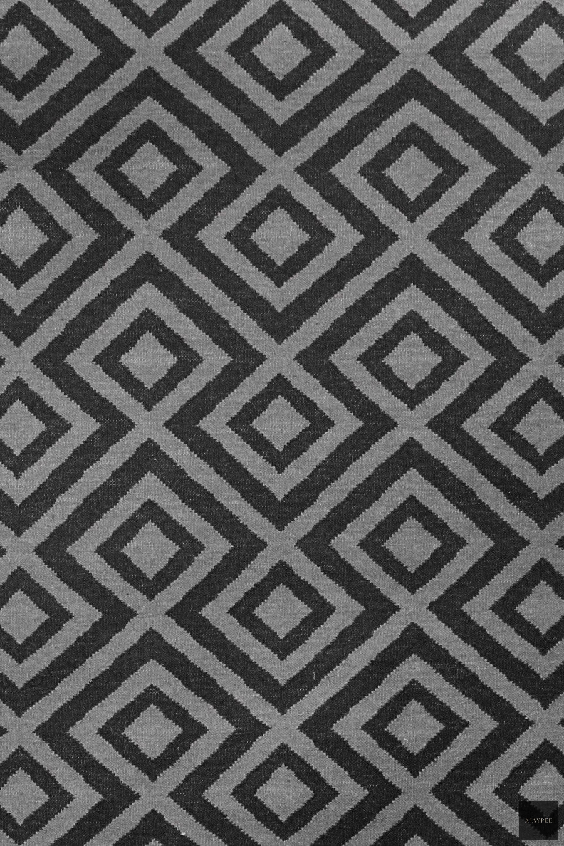 Wool HandWoven Dhurry_Strink Grey - Cotton - Flatweave - Ajaypee Carpets (Thumbnail 6)