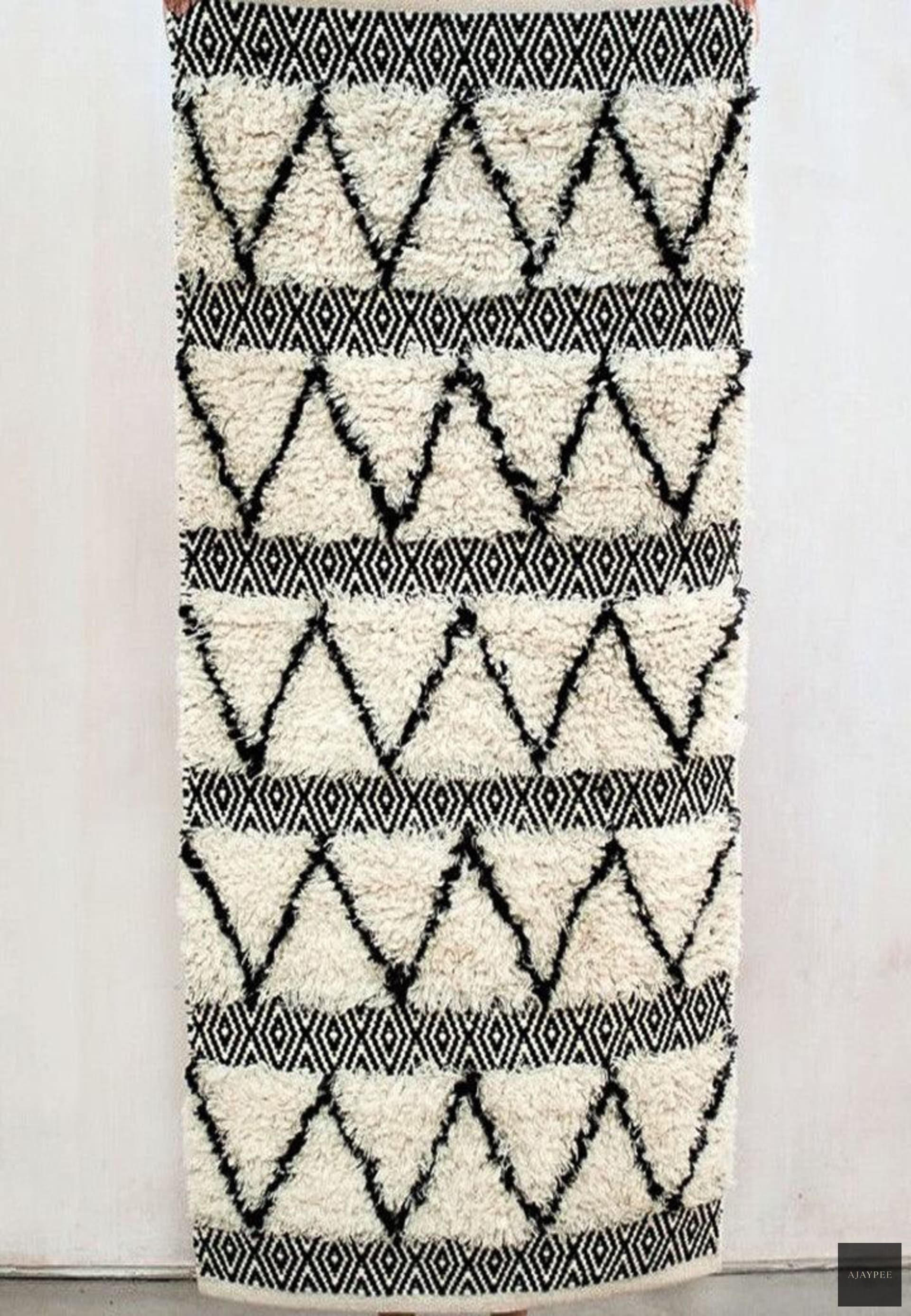 Wool HandWoven Rug-Moroccon - Cotton - Hand Woven - Ajaypee Carpets