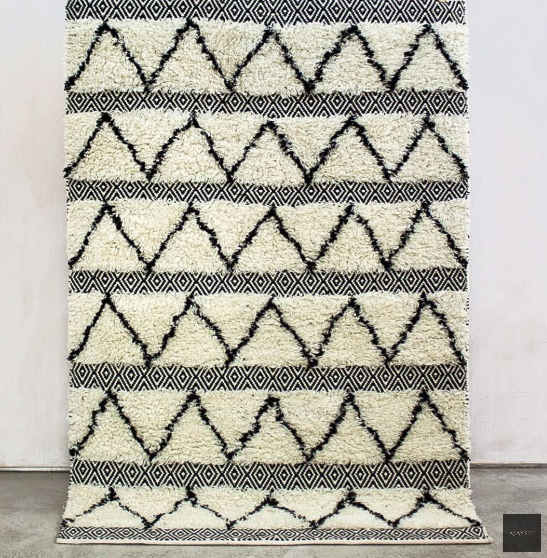 Wool HandWoven Rug-Moroccon - Cotton - Hand Woven - Ajaypee Carpets (Thumbnail 3)