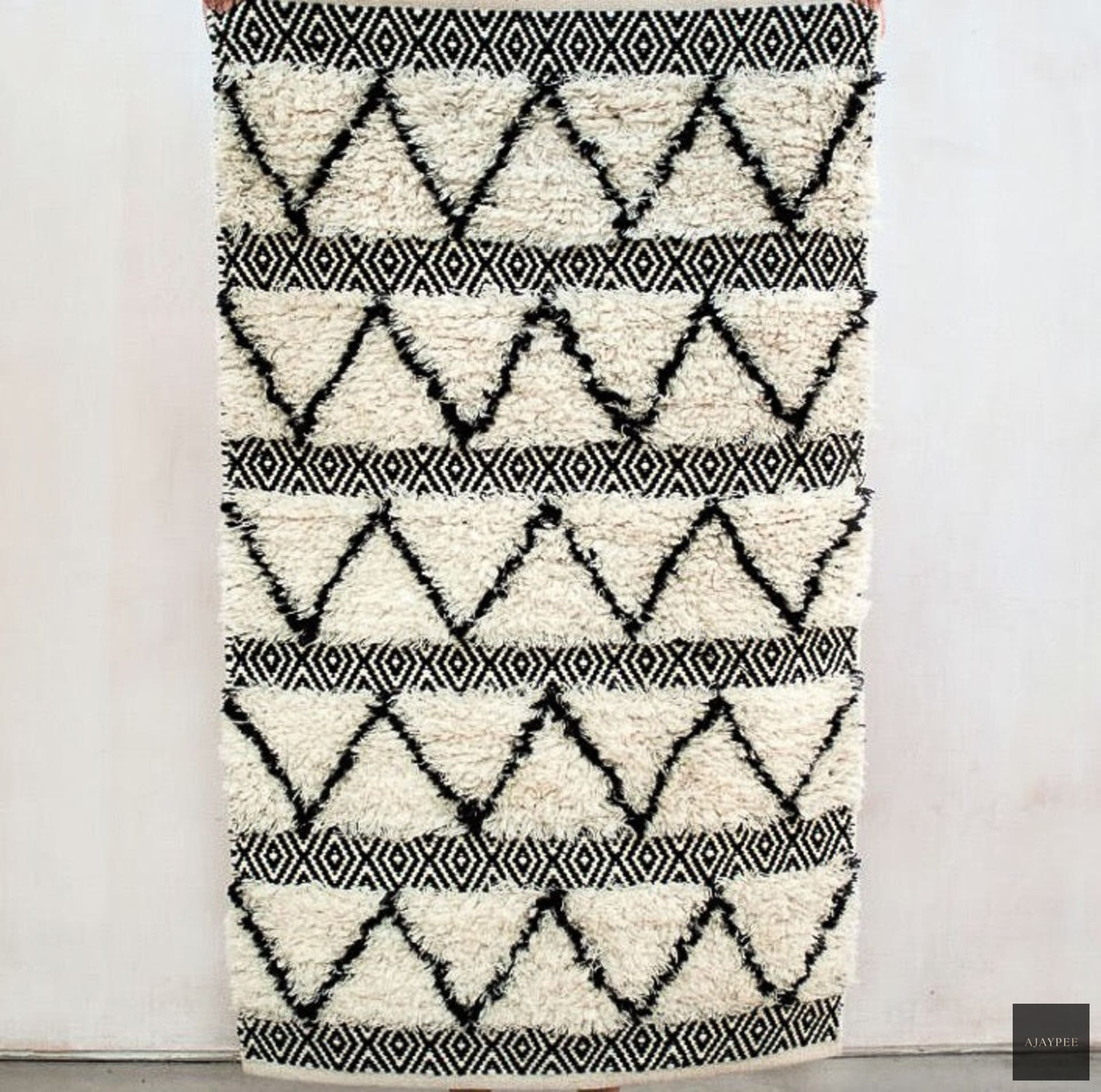 Wool HandWoven Rug-Moroccon - Cotton - Hand Woven - Ajaypee Carpets (Thumbnail 4)