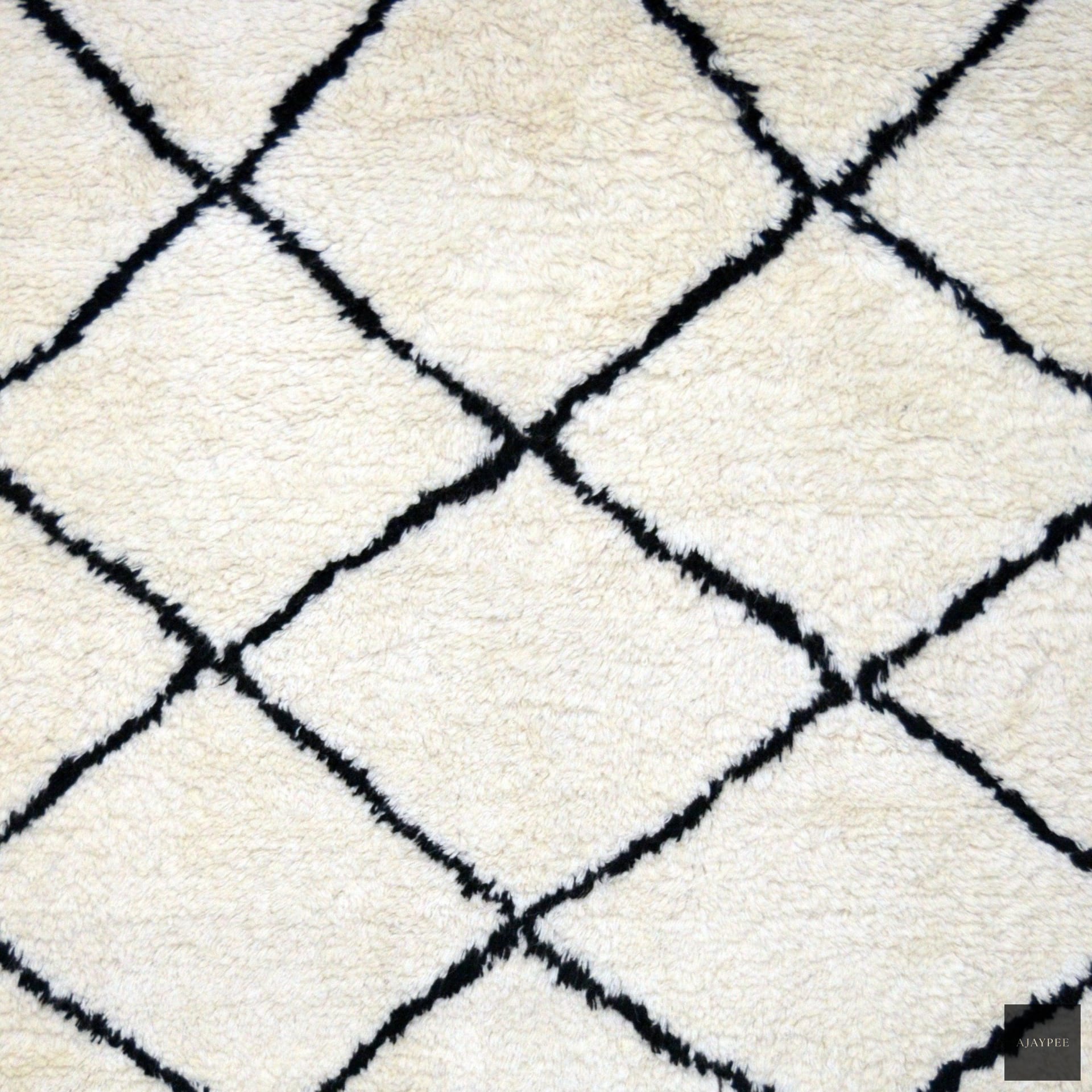 Wool HandKnotted Carpet_Moroccan Diamond Zig Zag - Cotton - Hand Knotted - Ajaypee Carpets (Thumbnail 2)