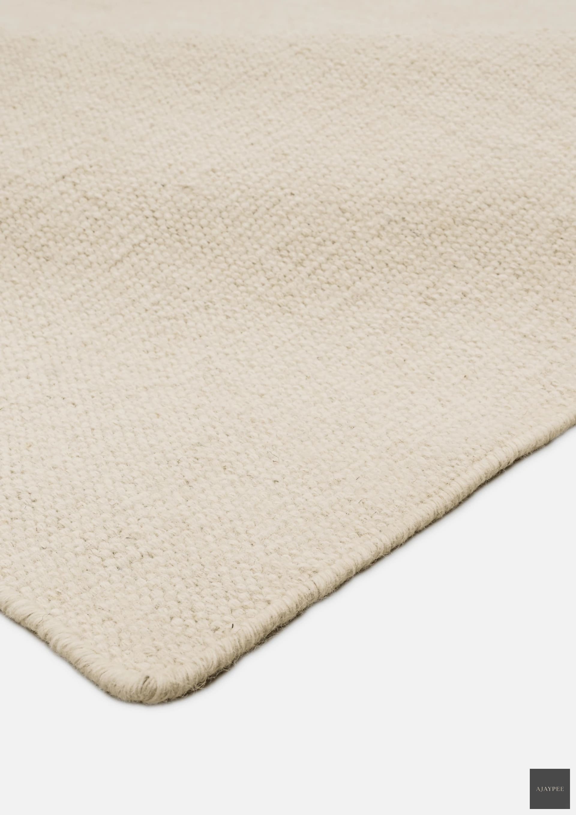 Woolen Handwoven Dhurry_Plain White - Cotton - Hand Woven - Ajaypee Carpets (Thumbnail 2)