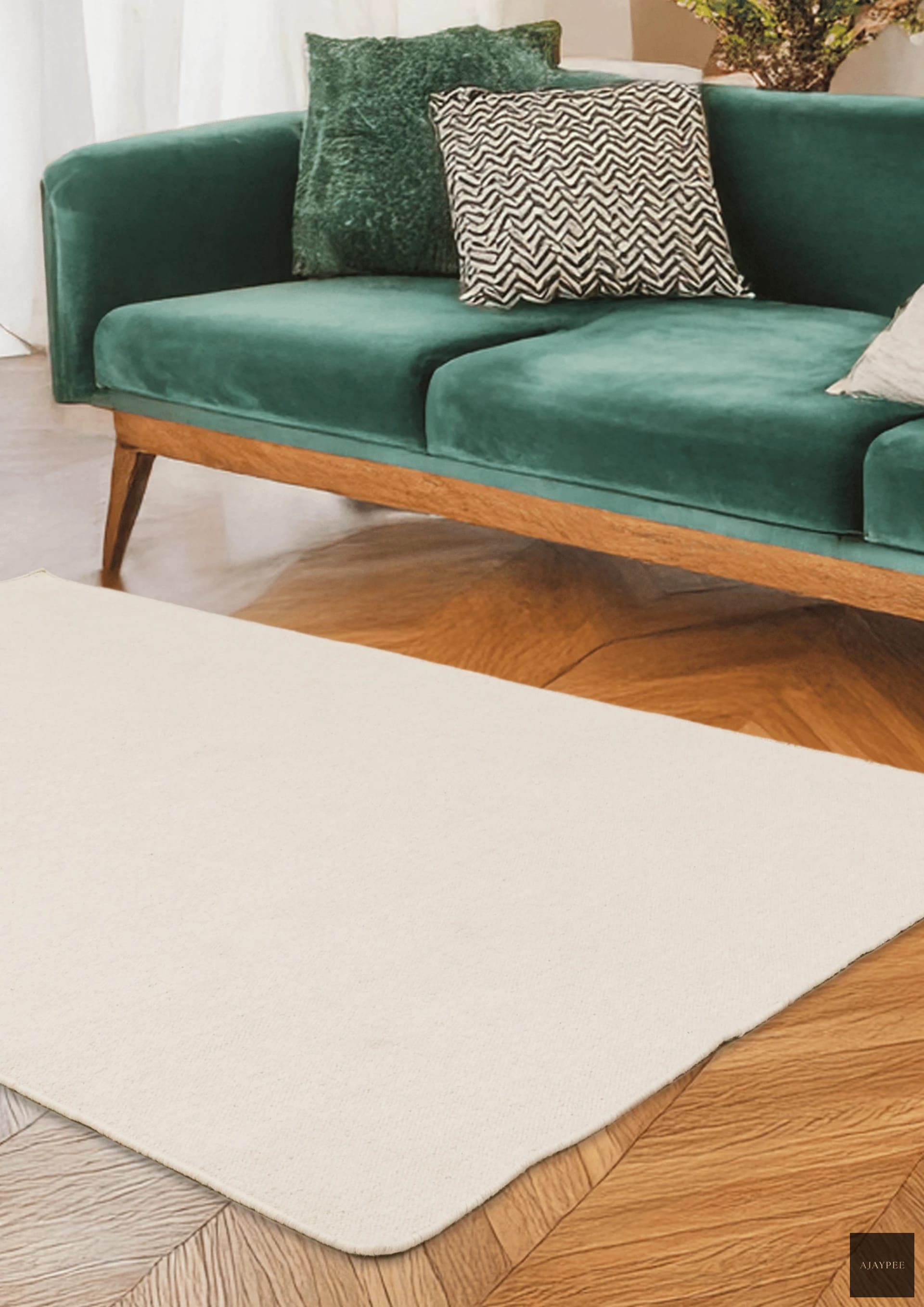 Woolen Handwoven Dhurry_Plain White - Cotton - Hand Woven - Ajaypee Carpets (Thumbnail 4)