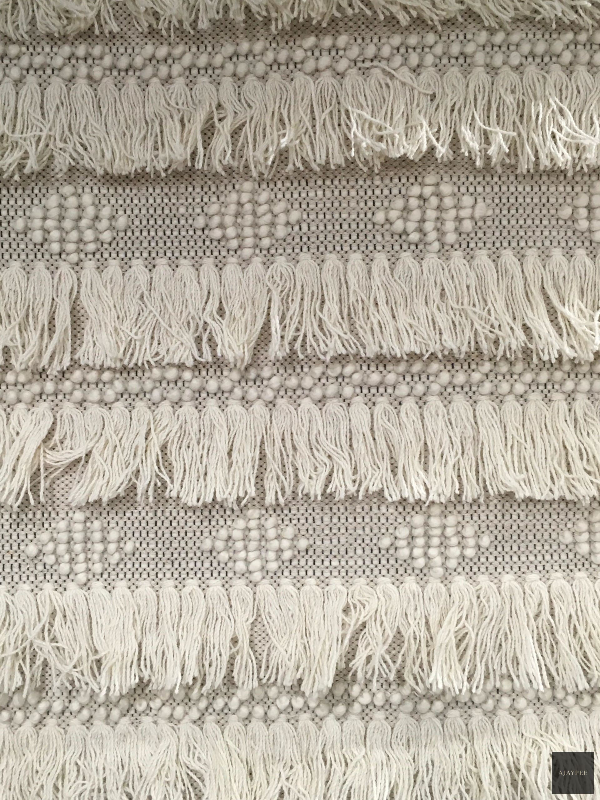 Woolen Handwoven Rug_Saigi & Popcorn - Cotton - Hand Woven - Ajaypee Carpets (Thumbnail 5)