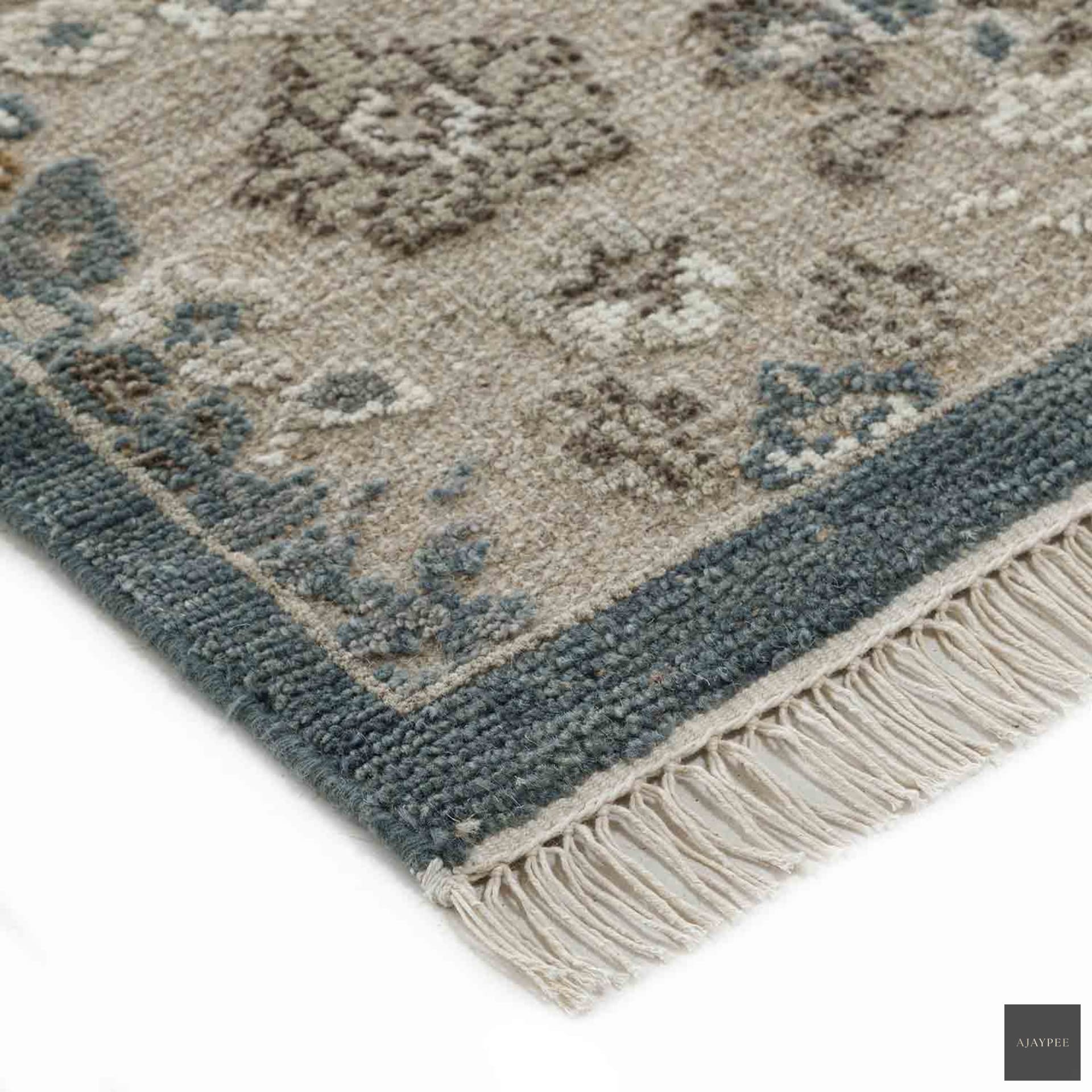 Adoby Hand Knotted Woollen Rug - Cotton - Hand Knotted - Ajaypee Carpets (Detail)