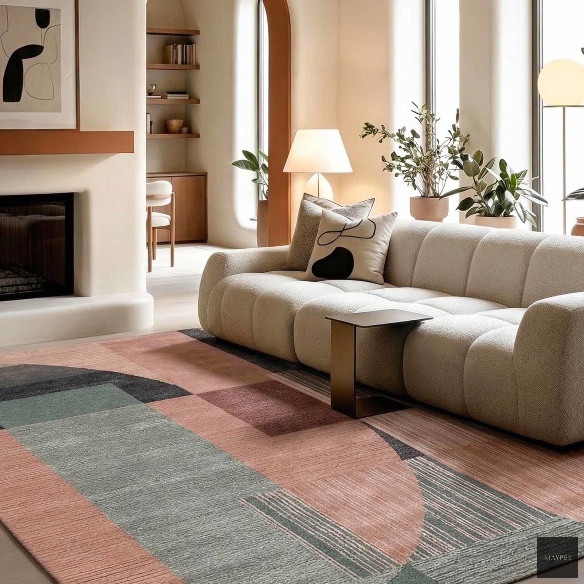 Apohis Hand Tufted Woollen And Viscose Rug – Cotton Hand Tufted handmade carpet by Ajaypee Carpets