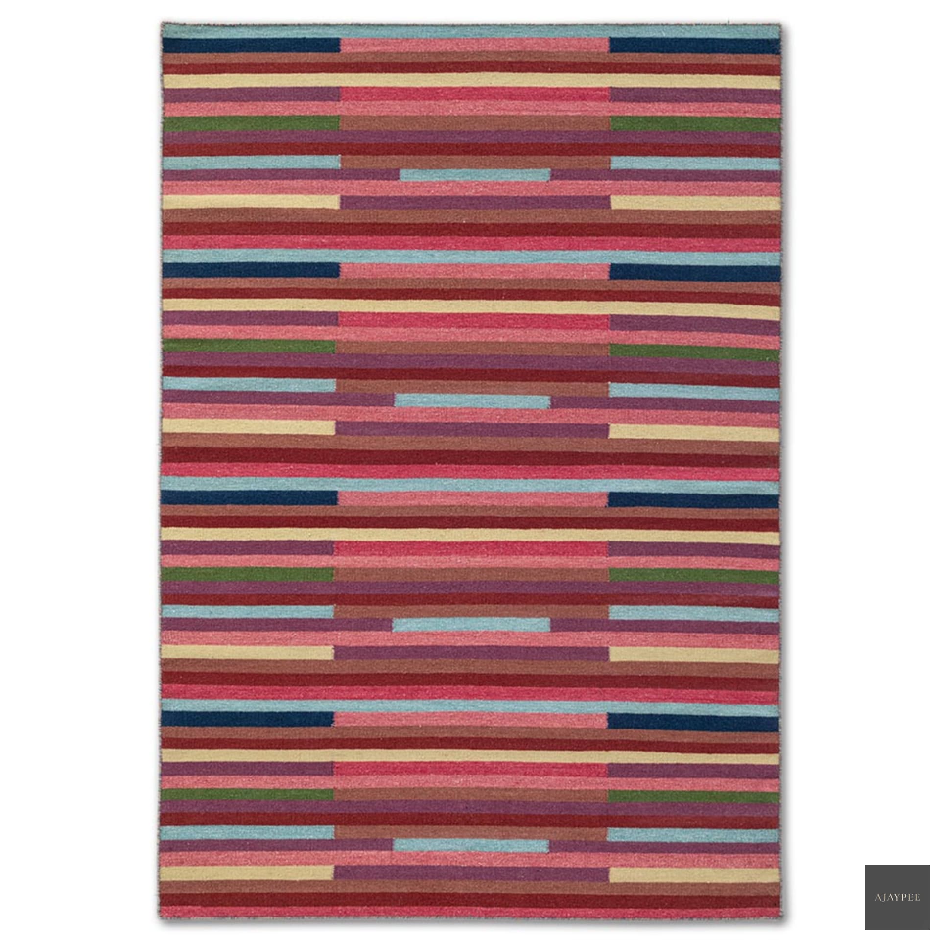 Bazegha Hand Woven Woollen Dhurrie - Wool - Dhurrie - Ajaypee Carpets (Detail)