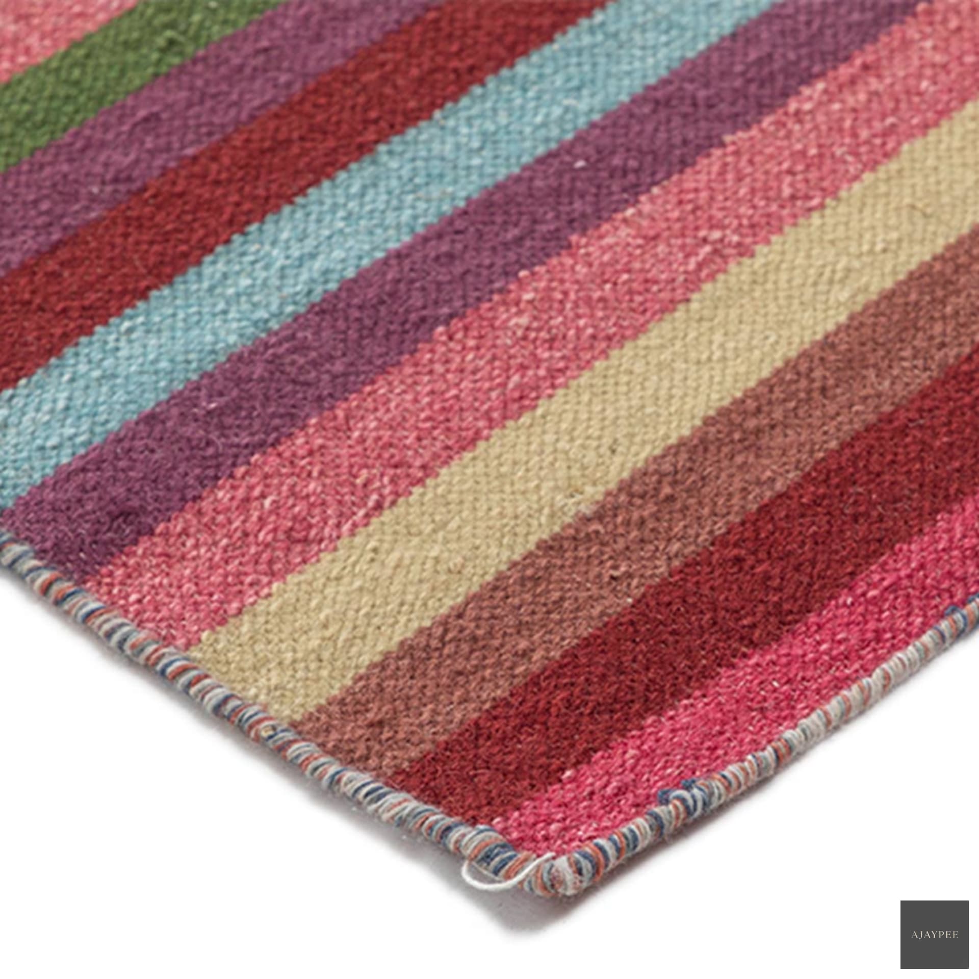 Bazegha Hand Woven Woollen Dhurrie - Wool - Dhurrie - Ajaypee Carpets (Thumbnail 3)