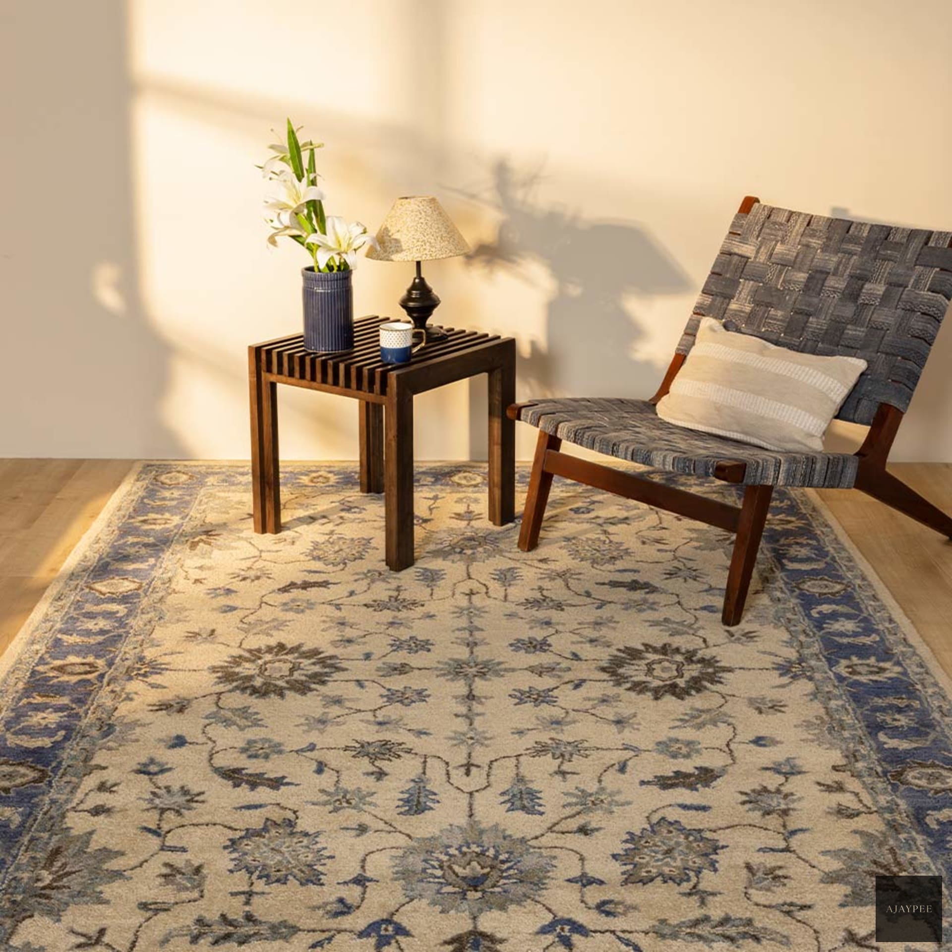 Behrouz Hand Tufted Woollen Rug – Cotton Hand Tufted handmade carpet by Ajaypee Carpets