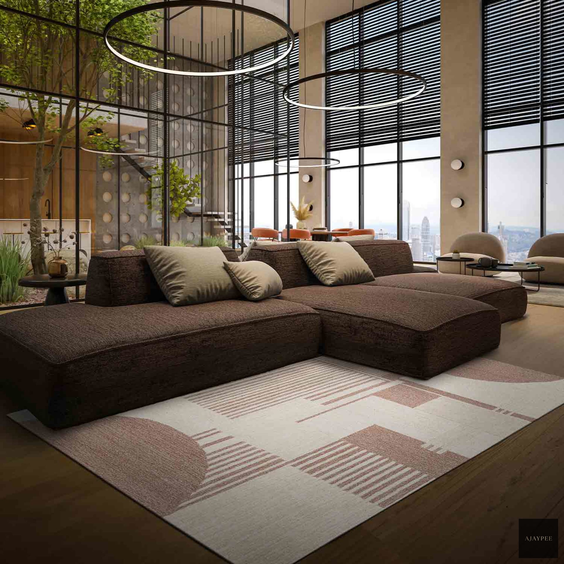 Block Hand Tufted Woollen Rug - Cotton - Hand Tufted - Ajaypee Carpets