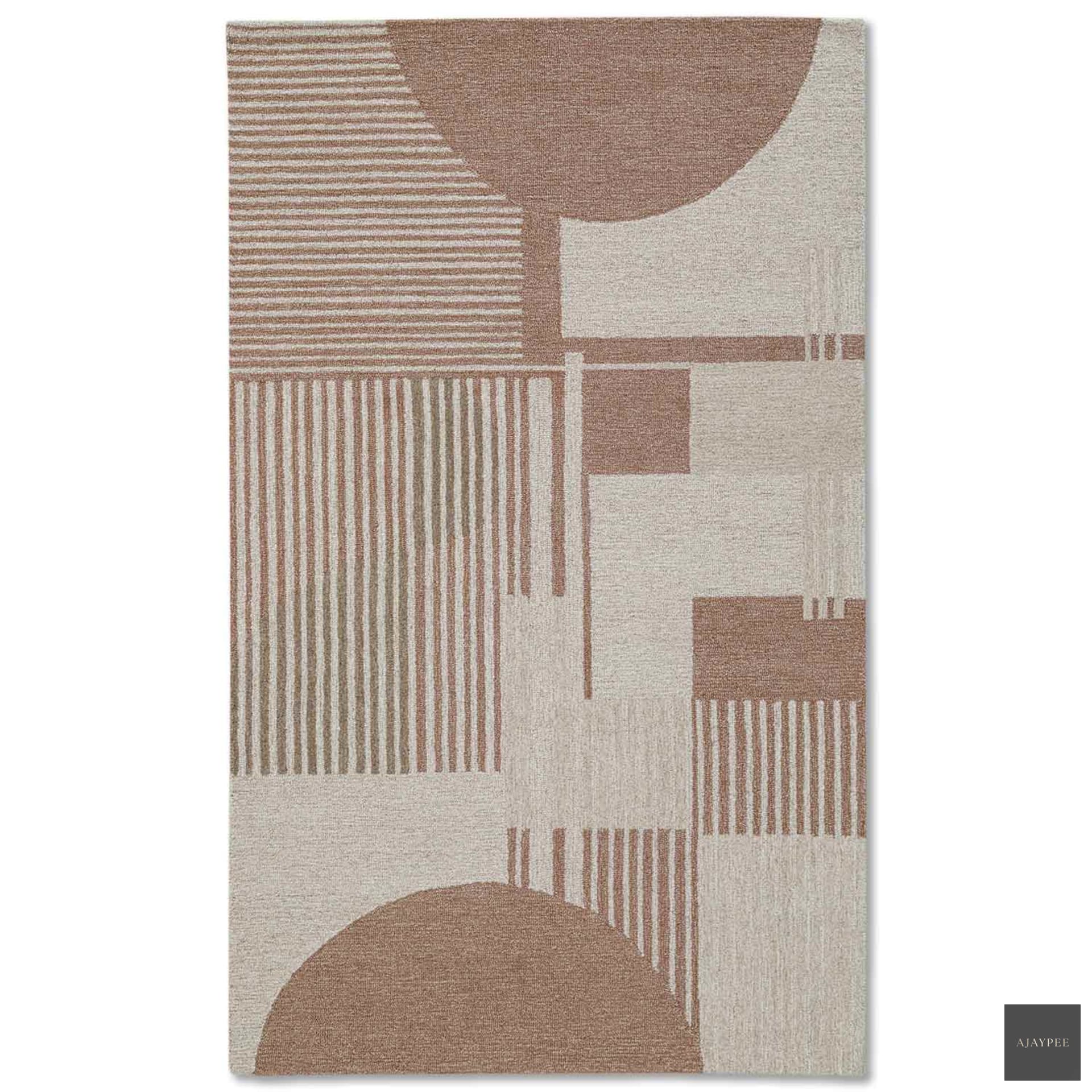 Block Hand Tufted Woollen Rug - Cotton - Hand Tufted - Ajaypee Carpets (Detail)