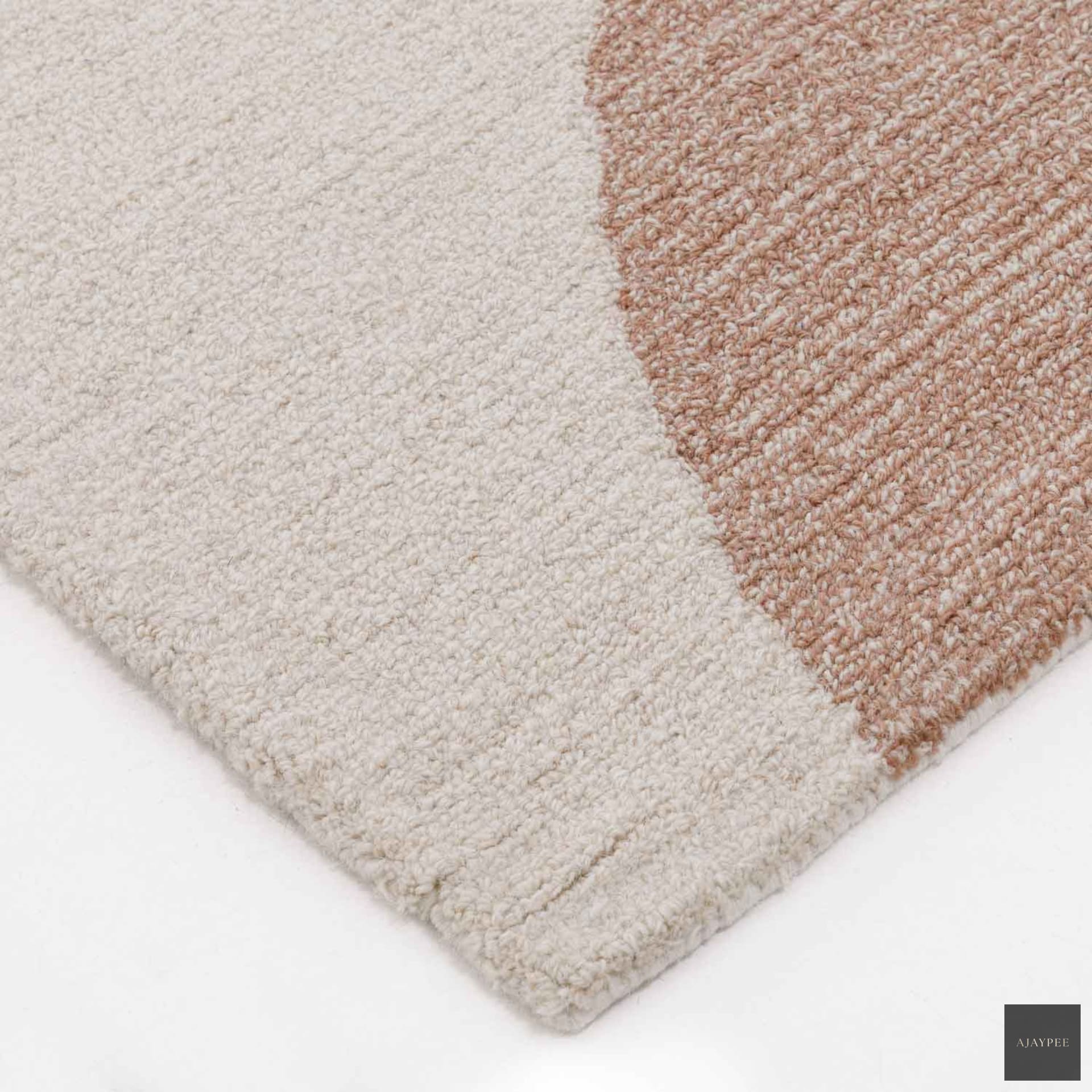 Block Hand Tufted Woollen Rug - Cotton - Hand Tufted - Ajaypee Carpets (Thumbnail 3)