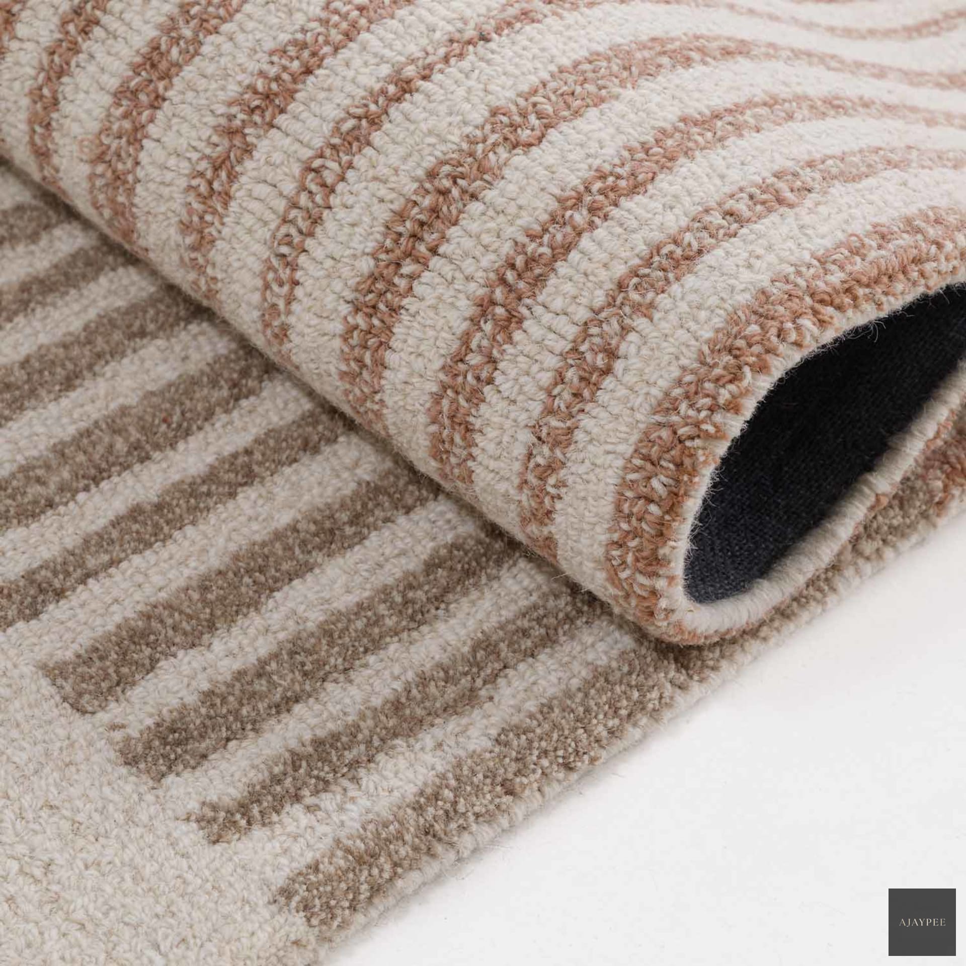 Block Hand Tufted Woollen Rug - Cotton - Hand Tufted - Ajaypee Carpets (Thumbnail 5)