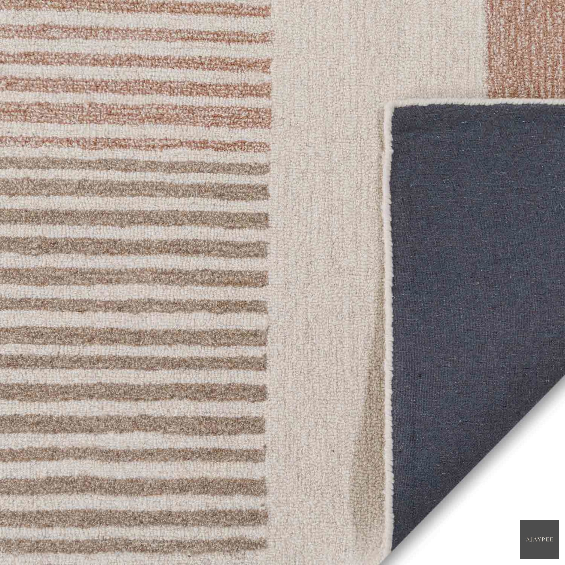 Block Hand Tufted Woollen Rug - Cotton - Hand Tufted - Ajaypee Carpets (Thumbnail 6)