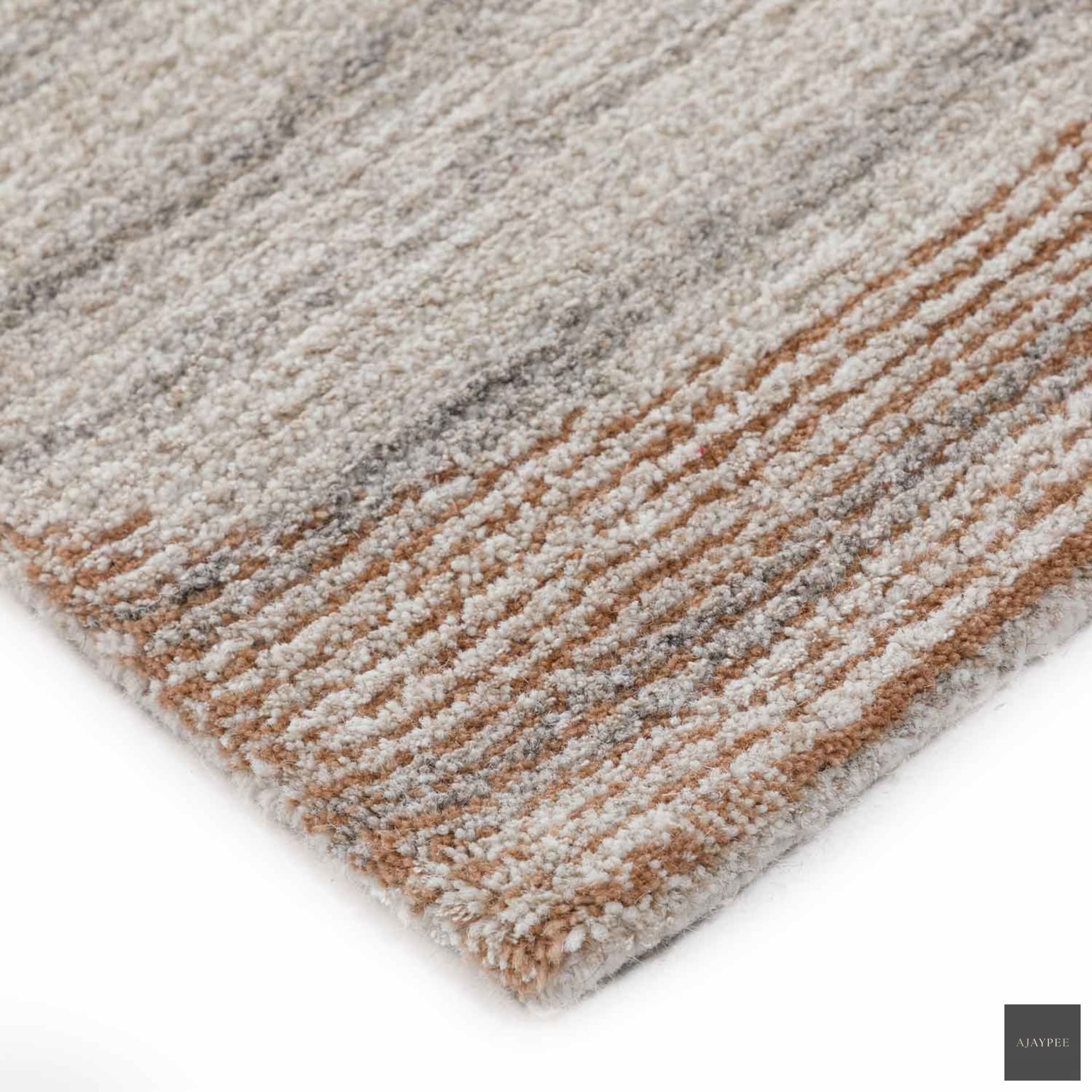 Bronze Hand Tufted Woollen And Viscose Rug - Cotton - Hand Tufted - Ajaypee Carpets (Thumbnail 4)