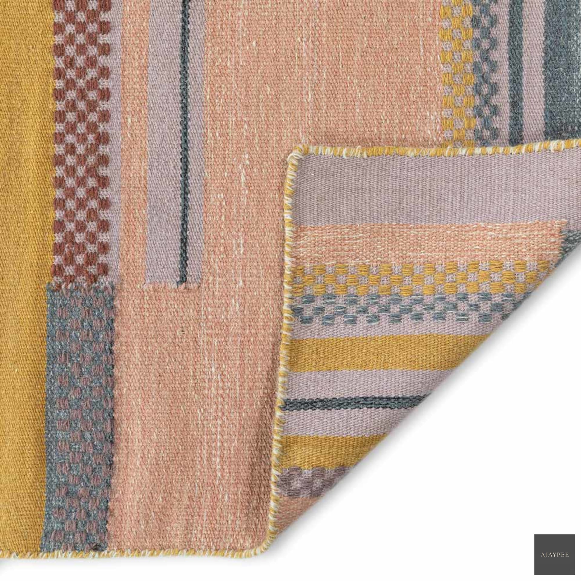 Chaitra Hand Woven Woollen Dhurrie - Wool - Flatweave - Ajaypee Carpets (Thumbnail 6)