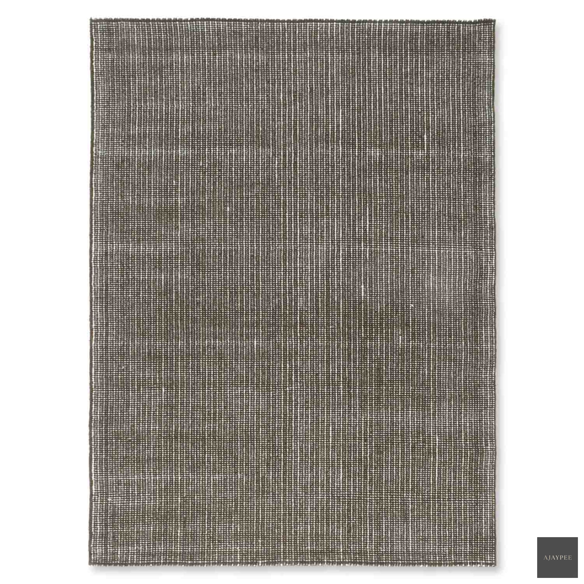Charcoal Handloom Woollen And Polyester Rug – Cotton Hand Tufted handmade carpet by Ajaypee Carpets