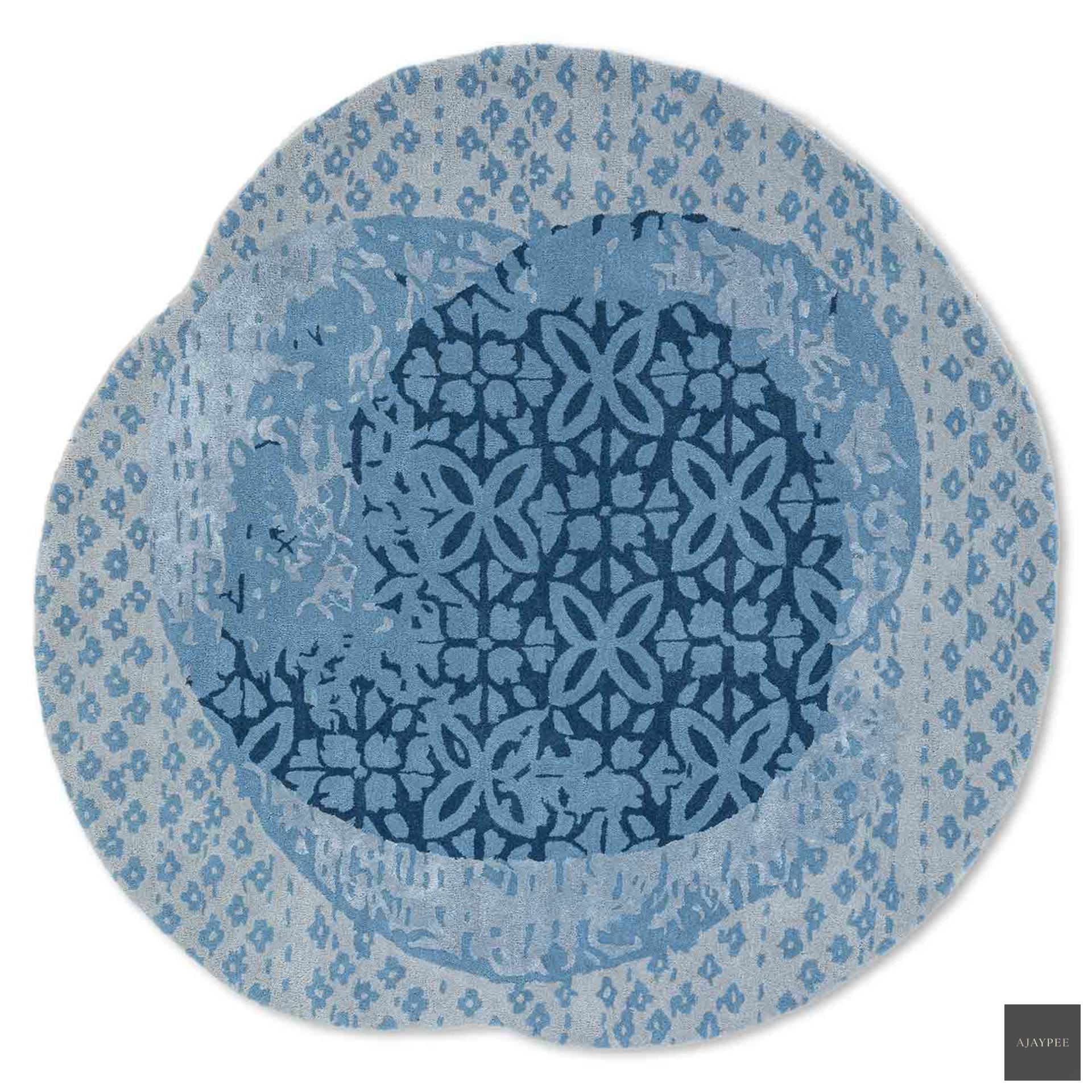 Cloud Hand Tufted Woollen And Viscose Rug - Cotton - Hand Tufted - Ajaypee Carpets (Detail)