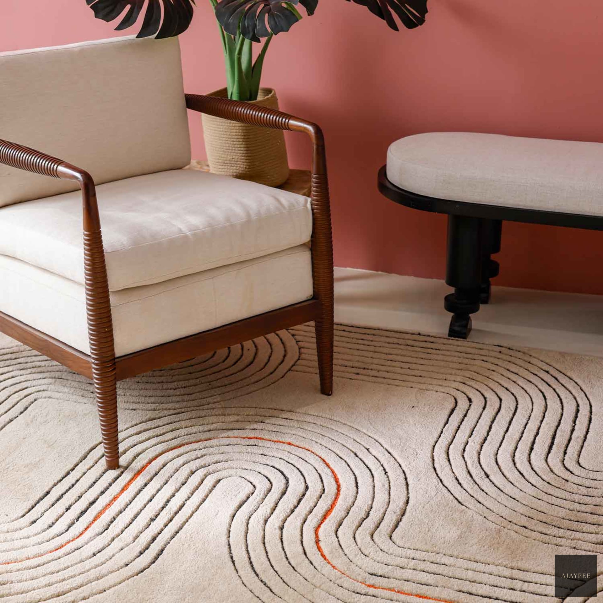Dendera Hand Tufted Woollen And Viscose Rug - Cotton - Hand Tufted - Ajaypee Carpets (Thumbnail 3)