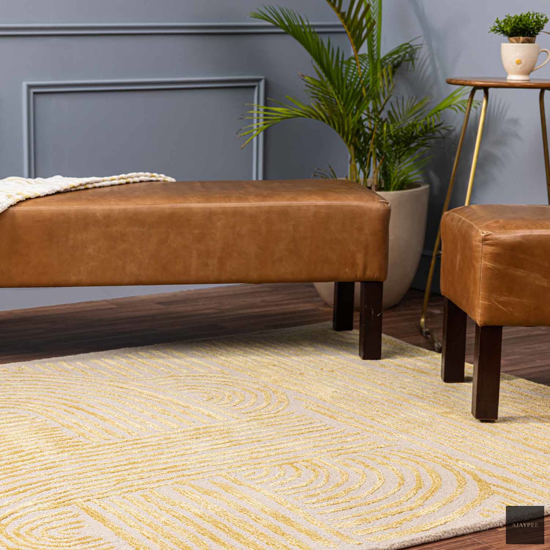 Eshaq Hand Tufted Woollen And Viscose Rug - Cotton - Hand Tufted - Ajaypee Carpets (Detail)