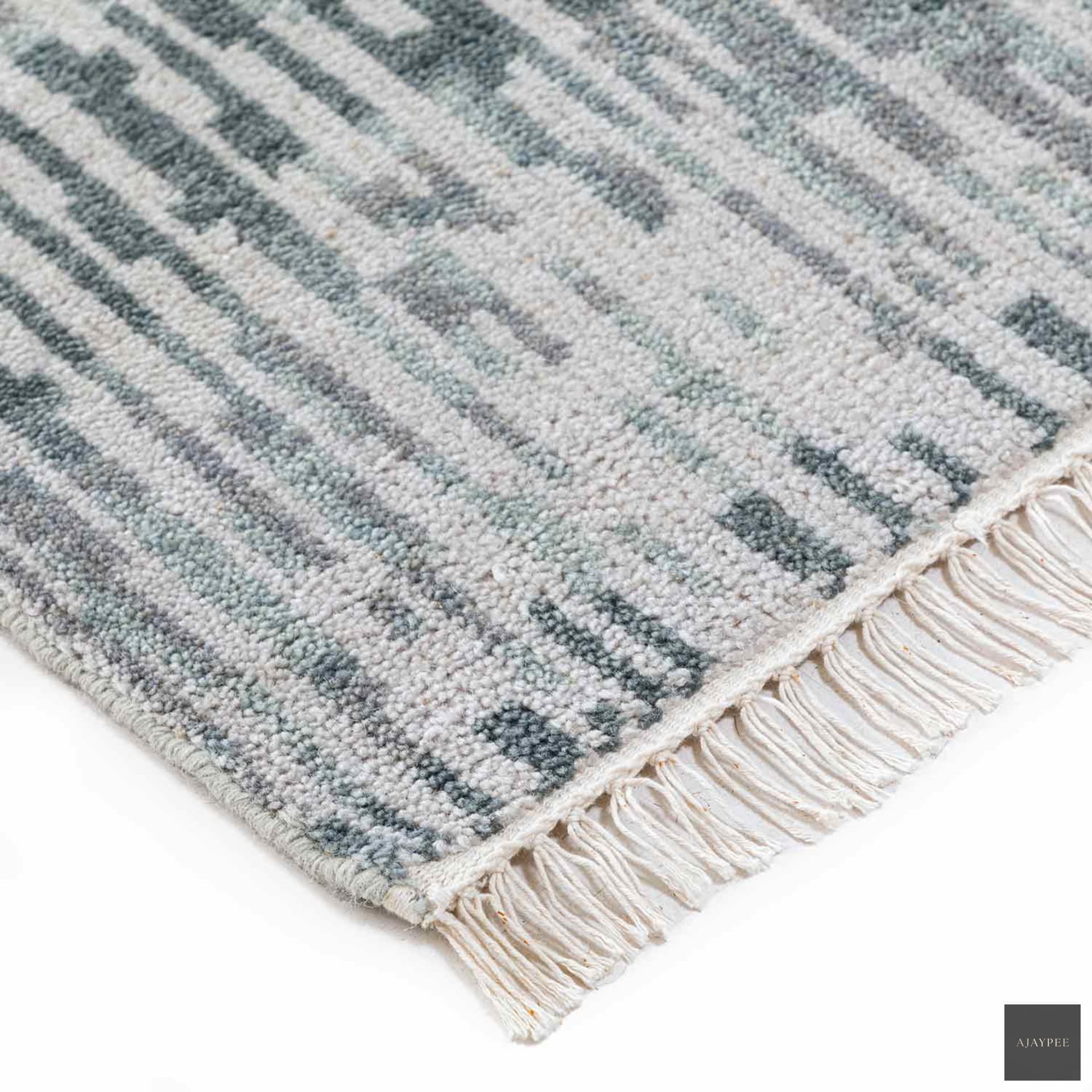 Glitch Vertical Hand Knotted Woollen Rug - Cotton - Hand Knotted - Ajaypee Carpets (Detail)