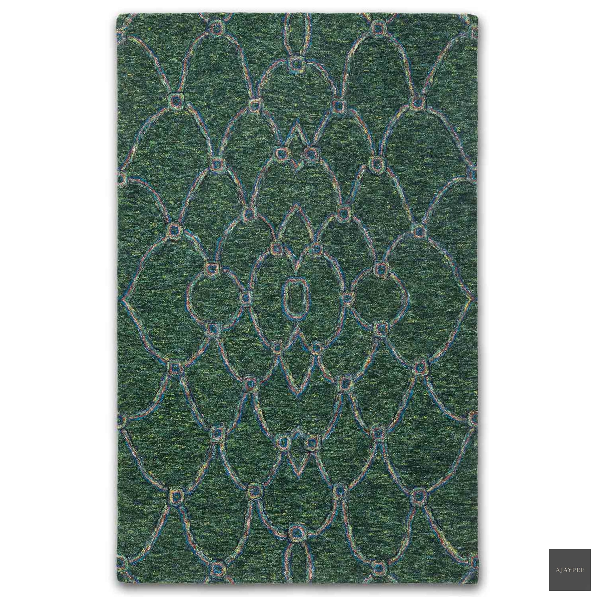Giusta Peacock Colour Hand Tufted Woollen Rug By Mariella Ienna - Cotton - Hand Tufted - Ajaypee Carpets (Detail)