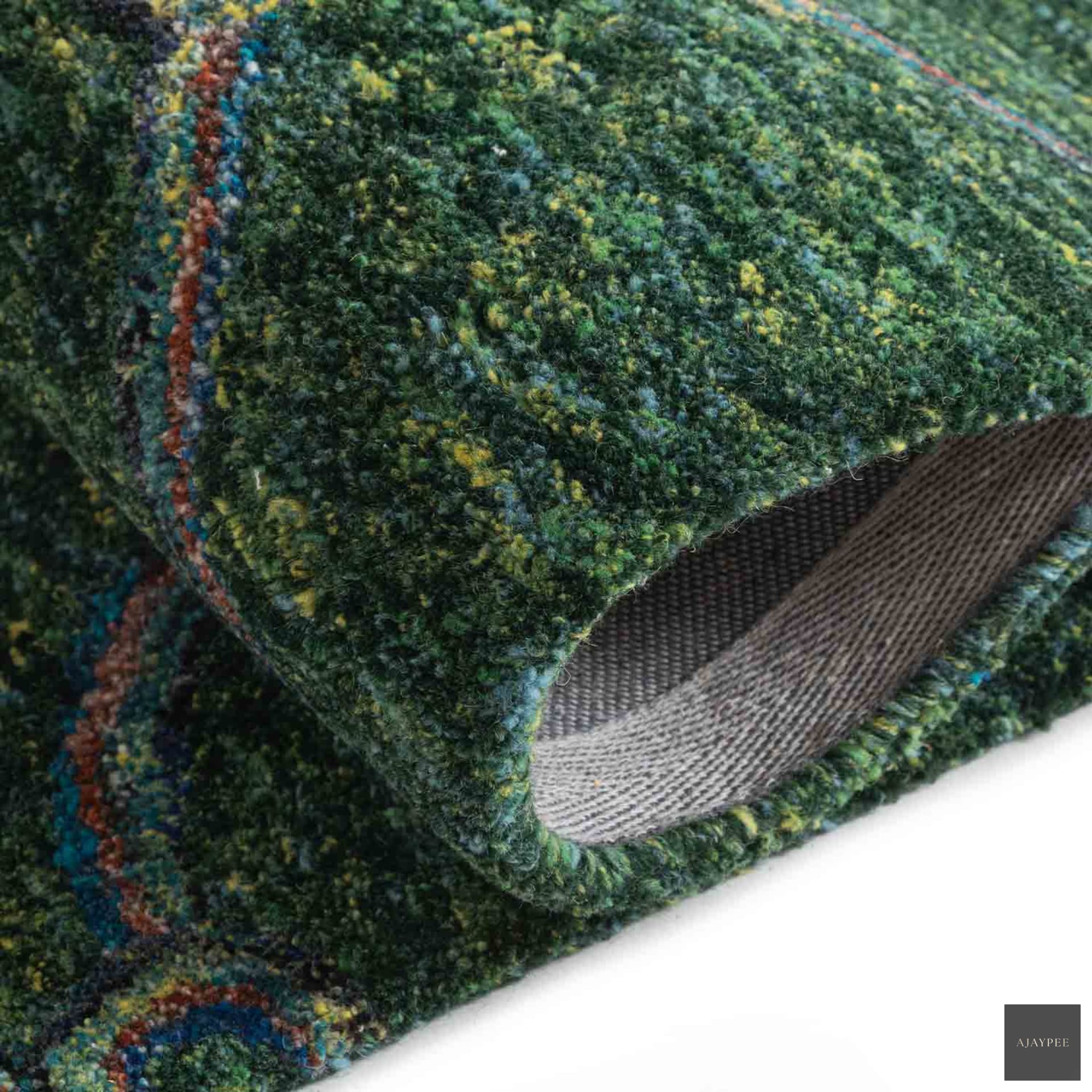 Giusta Peacock Colour Hand Tufted Woollen Rug By Mariella Ienna - Cotton - Hand Tufted - Ajaypee Carpets (Thumbnail 6)