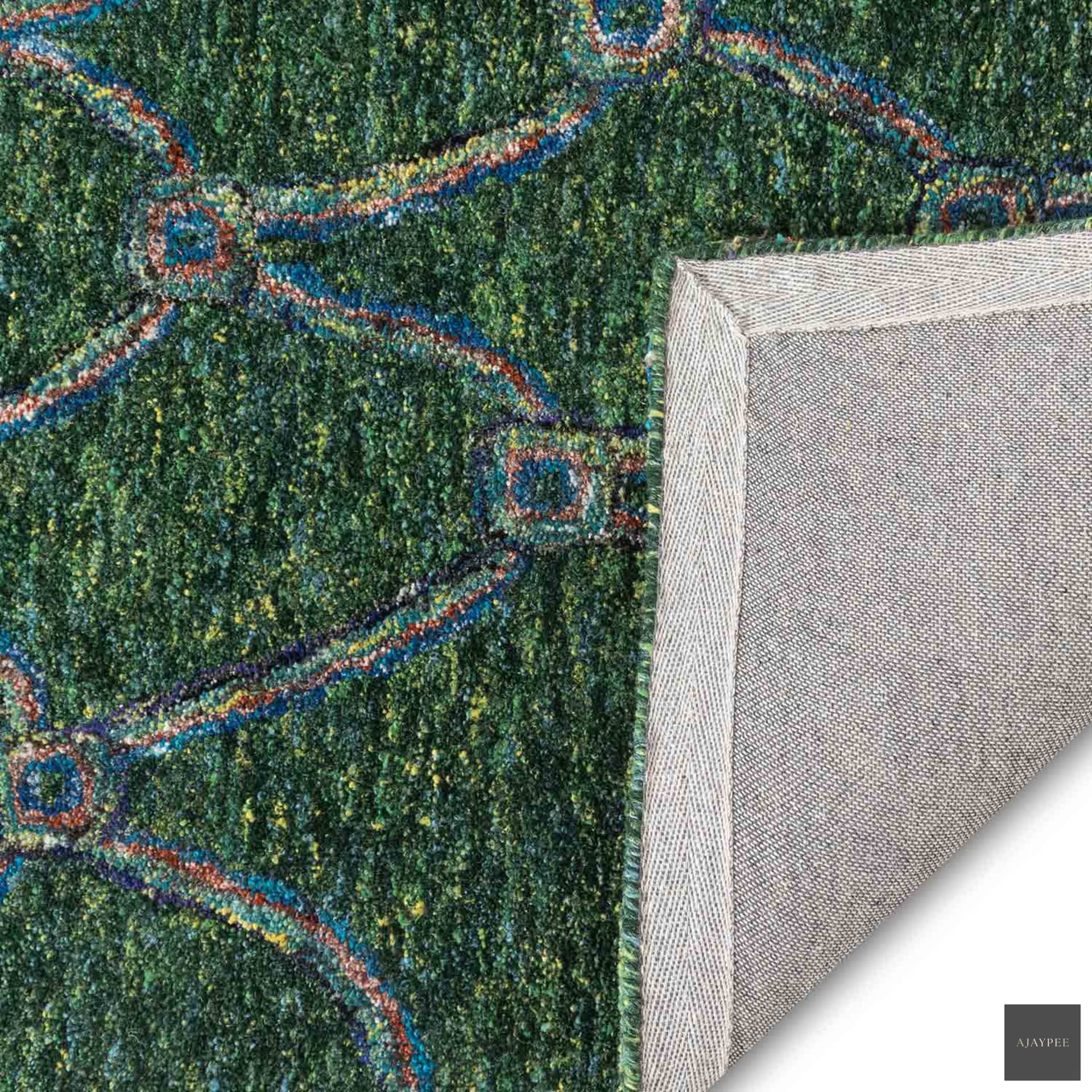 Giusta Peacock Colour Hand Tufted Woollen Rug By Mariella Ienna - Cotton - Hand Tufted - Ajaypee Carpets (Thumbnail 7)
