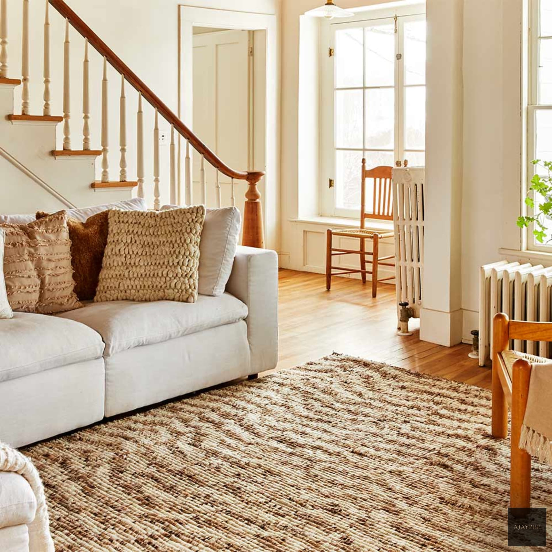 Feathers Hand Woven Woollen Plush Rug – Wool Dhurrie handmade carpet by Ajaypee Carpets