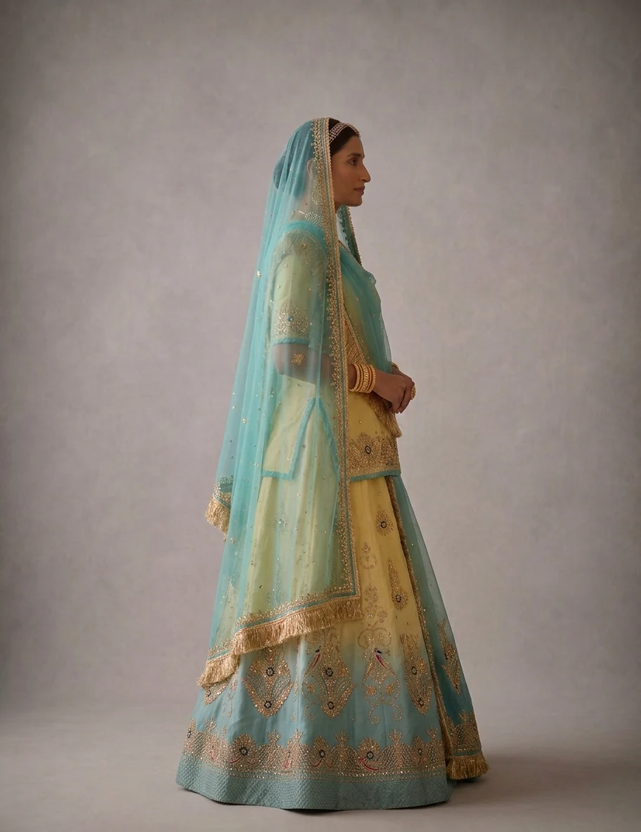 Aqua Pista Poshak Rajputi poshak – Pure Georgette & Satin Magji with Handcrafted Gota Patti & Kasab Zari – view 2