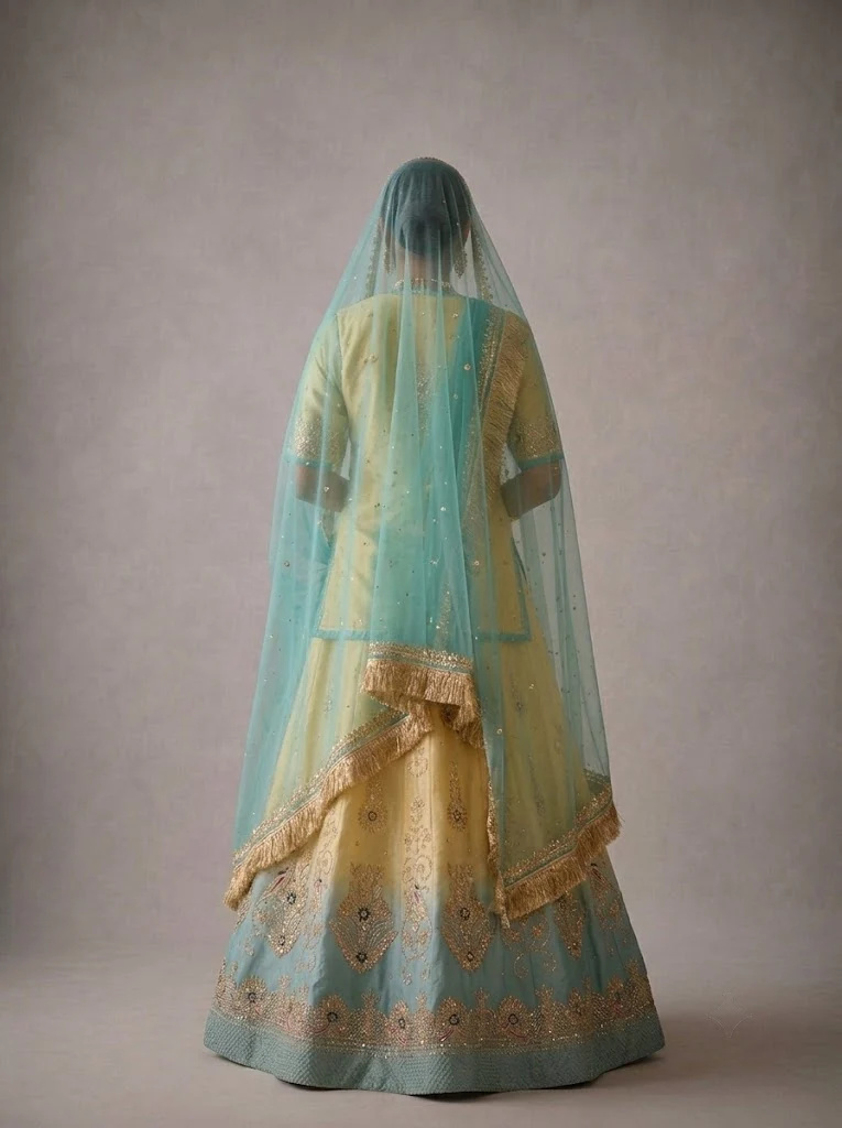 Aqua Pista Poshak Rajputi poshak – Pure Georgette & Satin Magji with Handcrafted Gota Patti & Kasab Zari – view 3