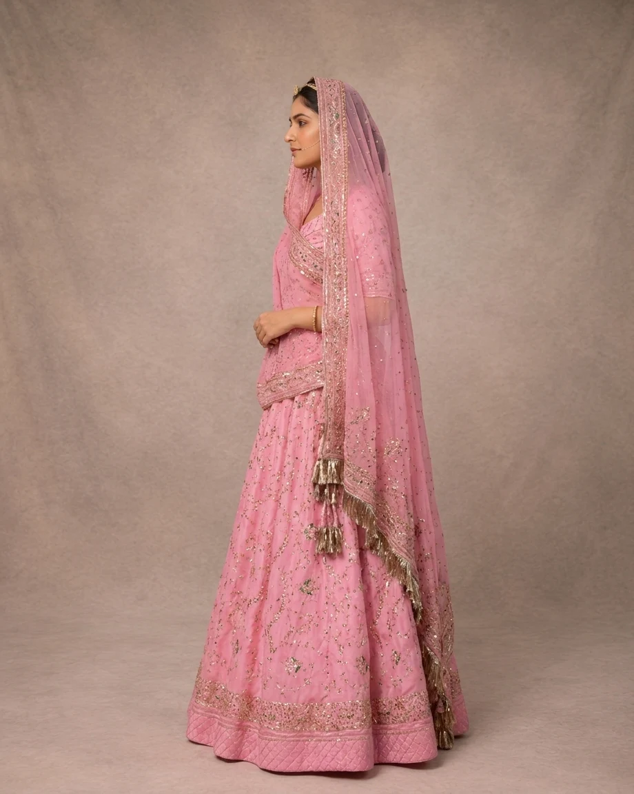 Gulabi Noor Poshak Rajputi poshak – half pure material thumbnail angle 2