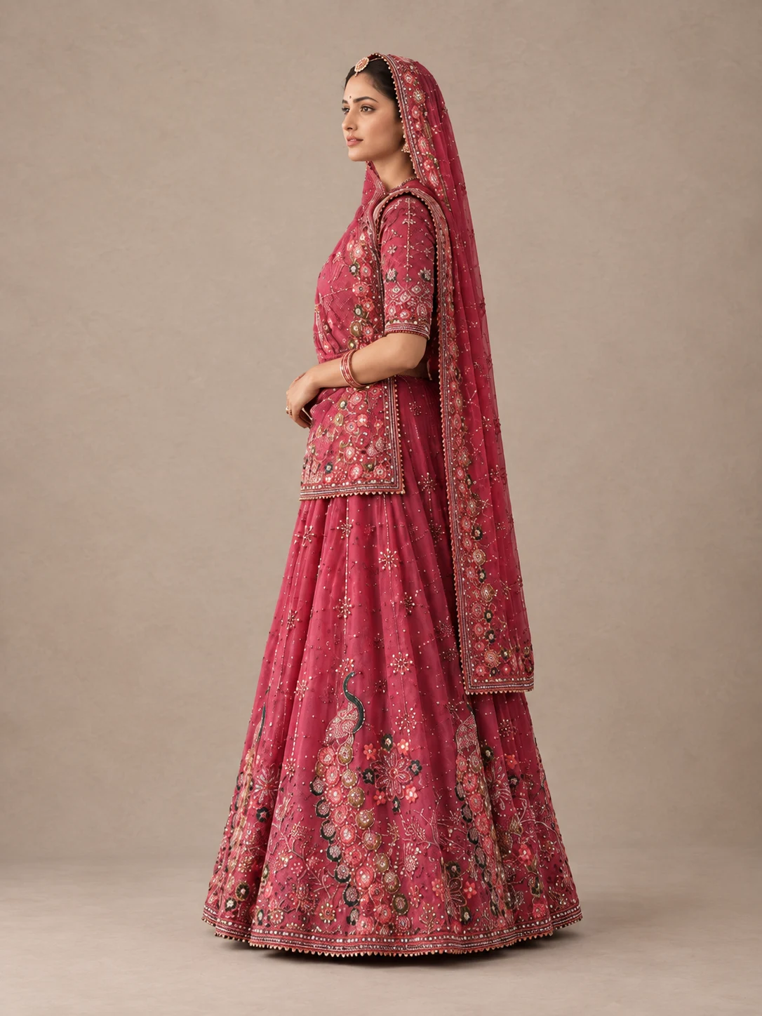 Gulbahar Poshak Rajputi poshak – Tissue Georgette & Chiffon with Handcrafted Gota Patti & Dabka Work – view 2
