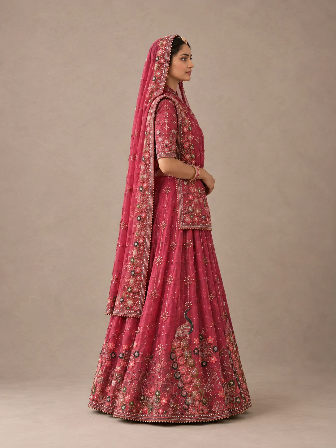 Gulbahar Poshak Rajputi poshak – Tissue Georgette & Chiffon with Handcrafted Gota Patti & Dabka Work – view 3