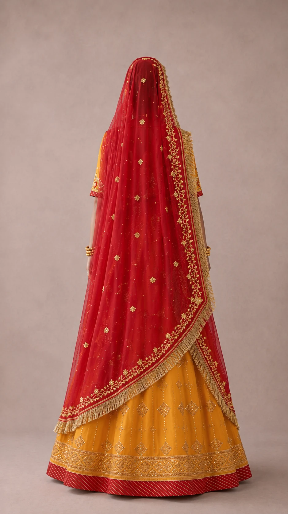 Kesariya Gulab Poshak Rajputi poshak – Georgette thumbnail angle 3