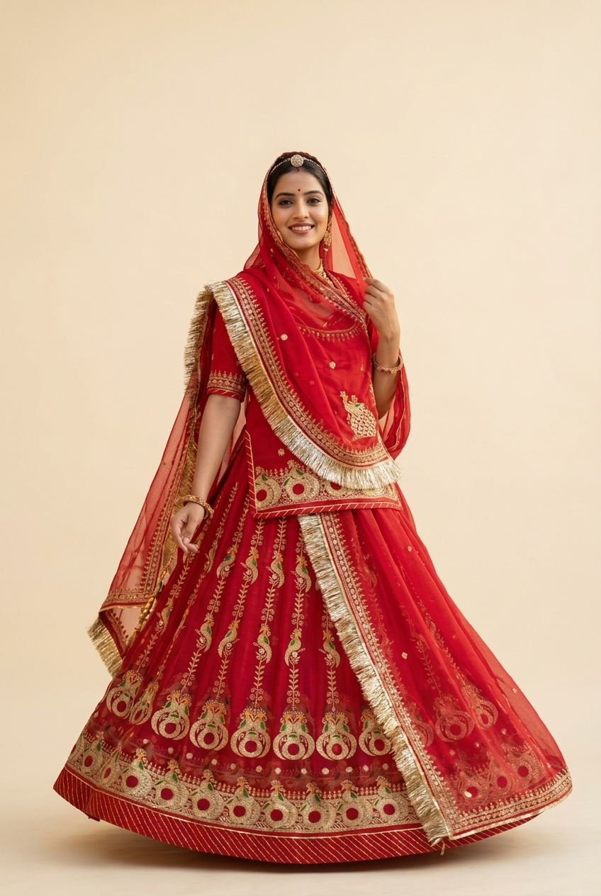 Laal Mor Semi Stitched Poshak
