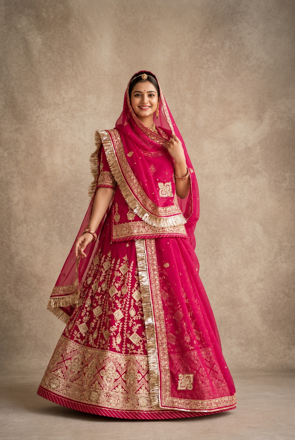 Red Rani Special Semi Stitched Poshak Rajputi poshak – Heavy Quality with Heavy Border Work