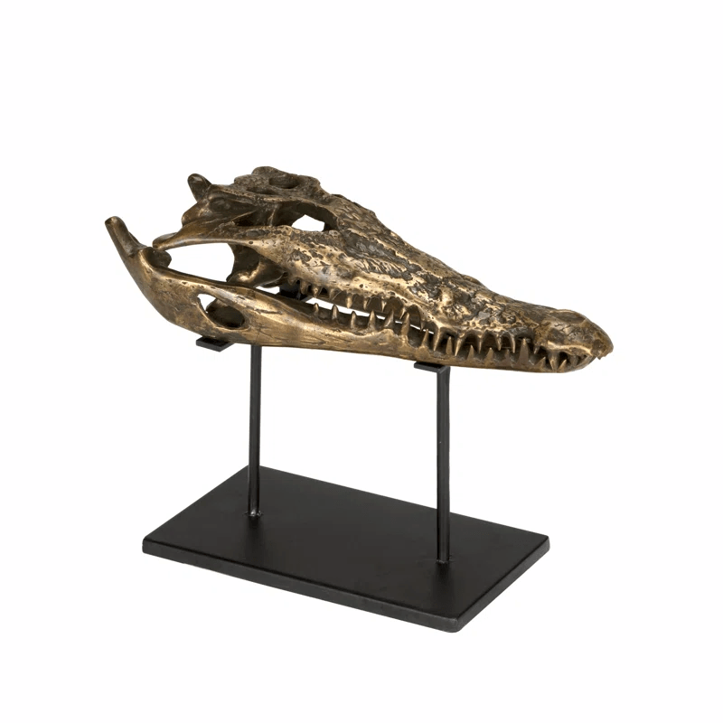 Crocodile Skull Sculpture on Stand