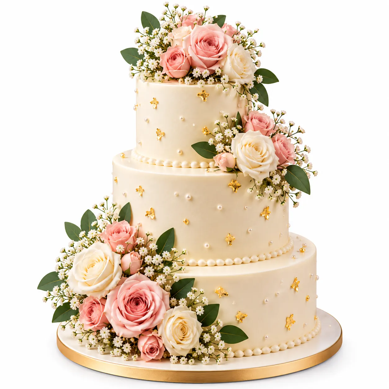 Graceful Botanical 3-Tier Wedding Cake
