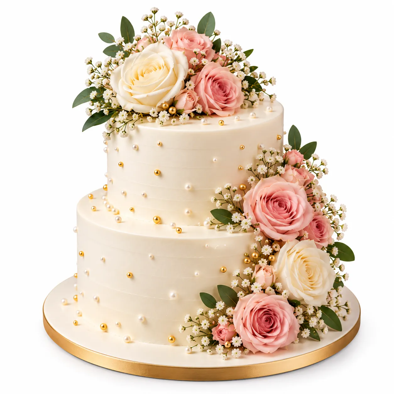 Graceful Botanical 2-Tier Wedding Cake