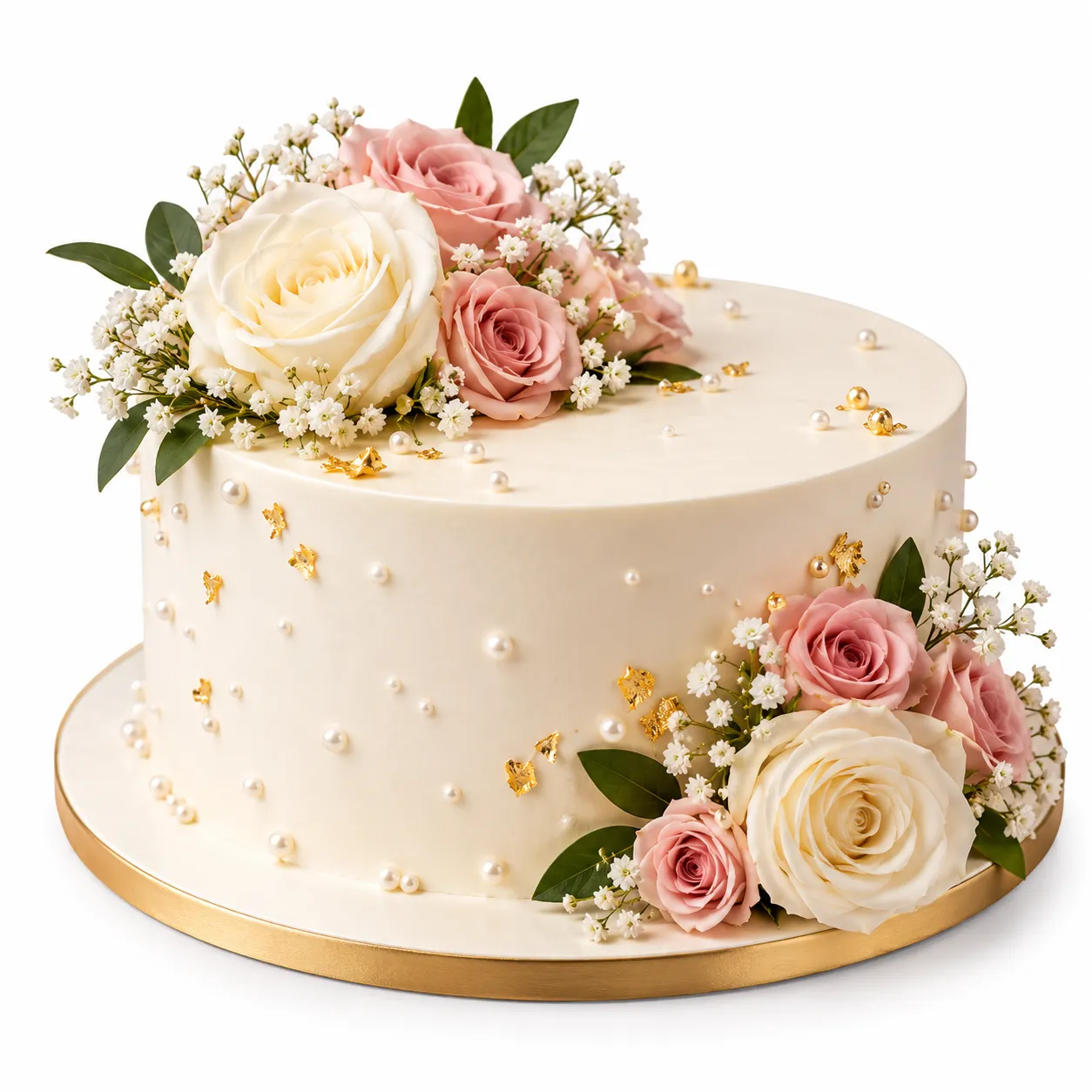 Graceful Botanical 1-Tier Wedding Cake