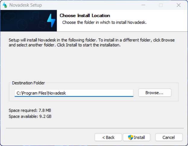 Choose Install Location