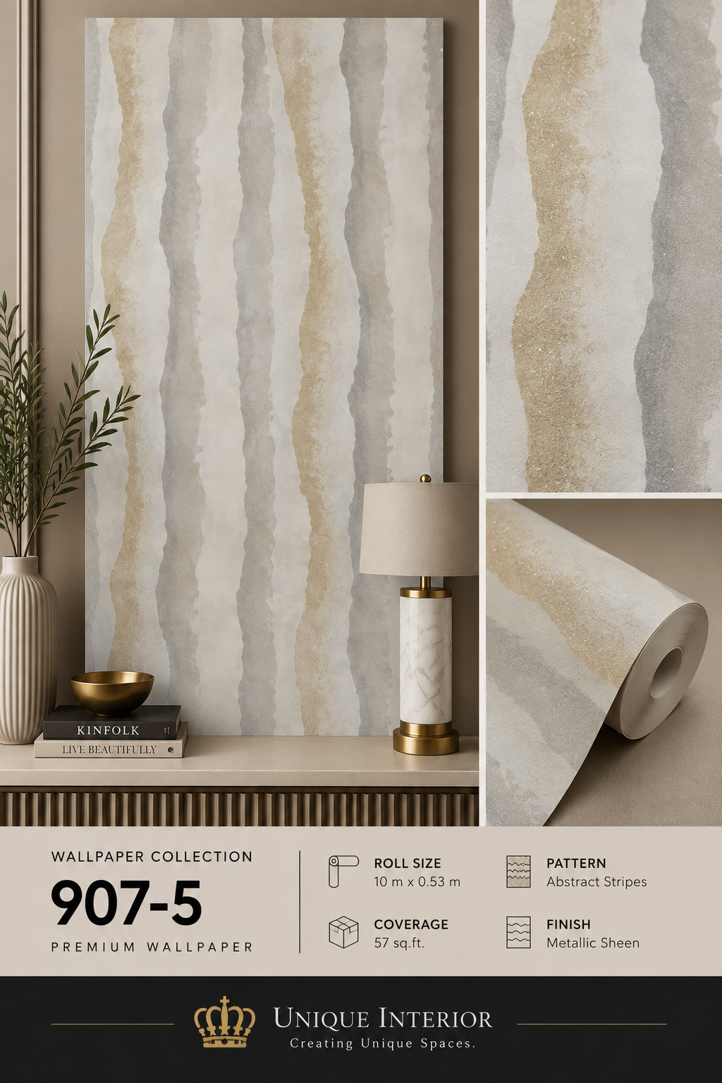 Watercolour Gold Stripe